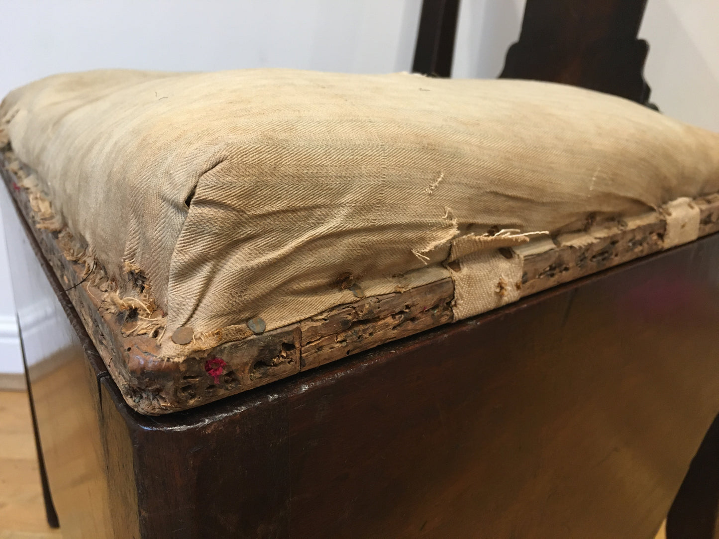 18th-century mahogany side chair/commode.