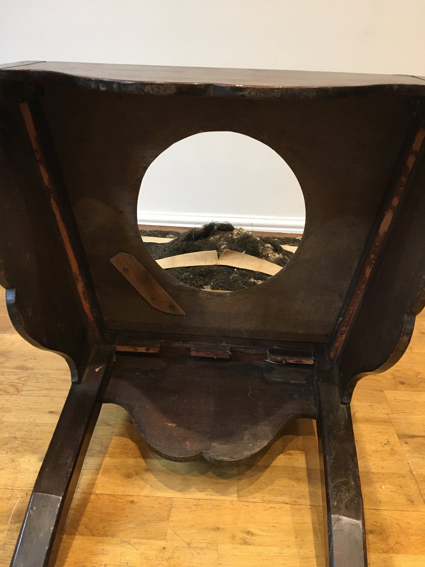 18th-century mahogany side chair/commode.