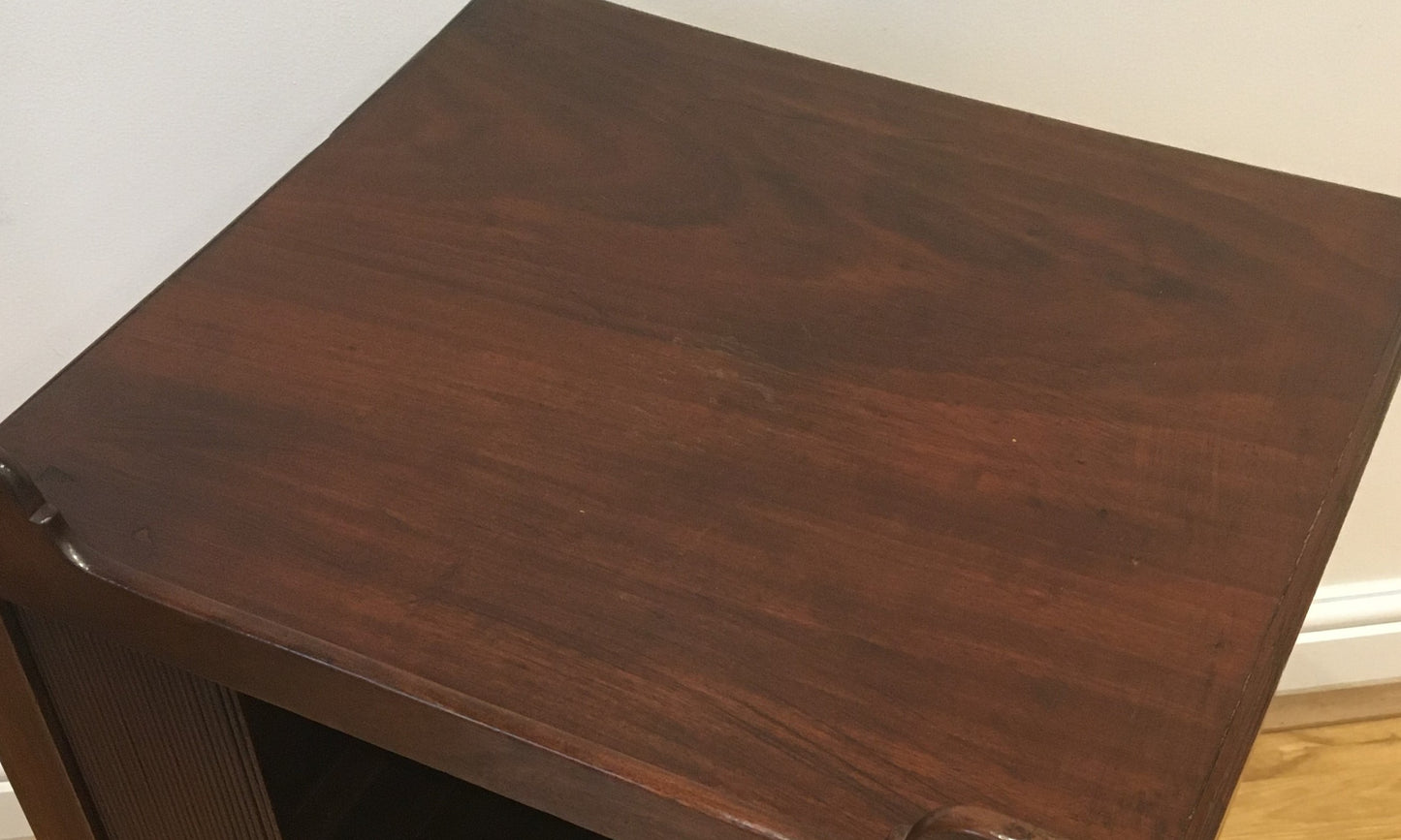 Mahogany tambour-fronted bedside cupboard
