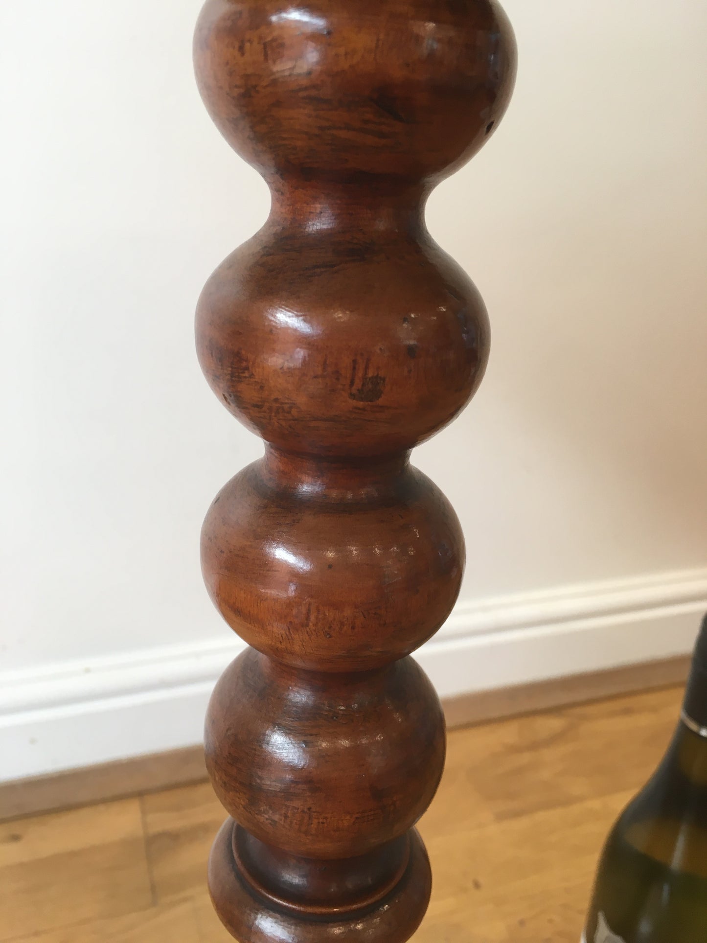 19th century fruitwood tilt-top tripod table on bobbin column