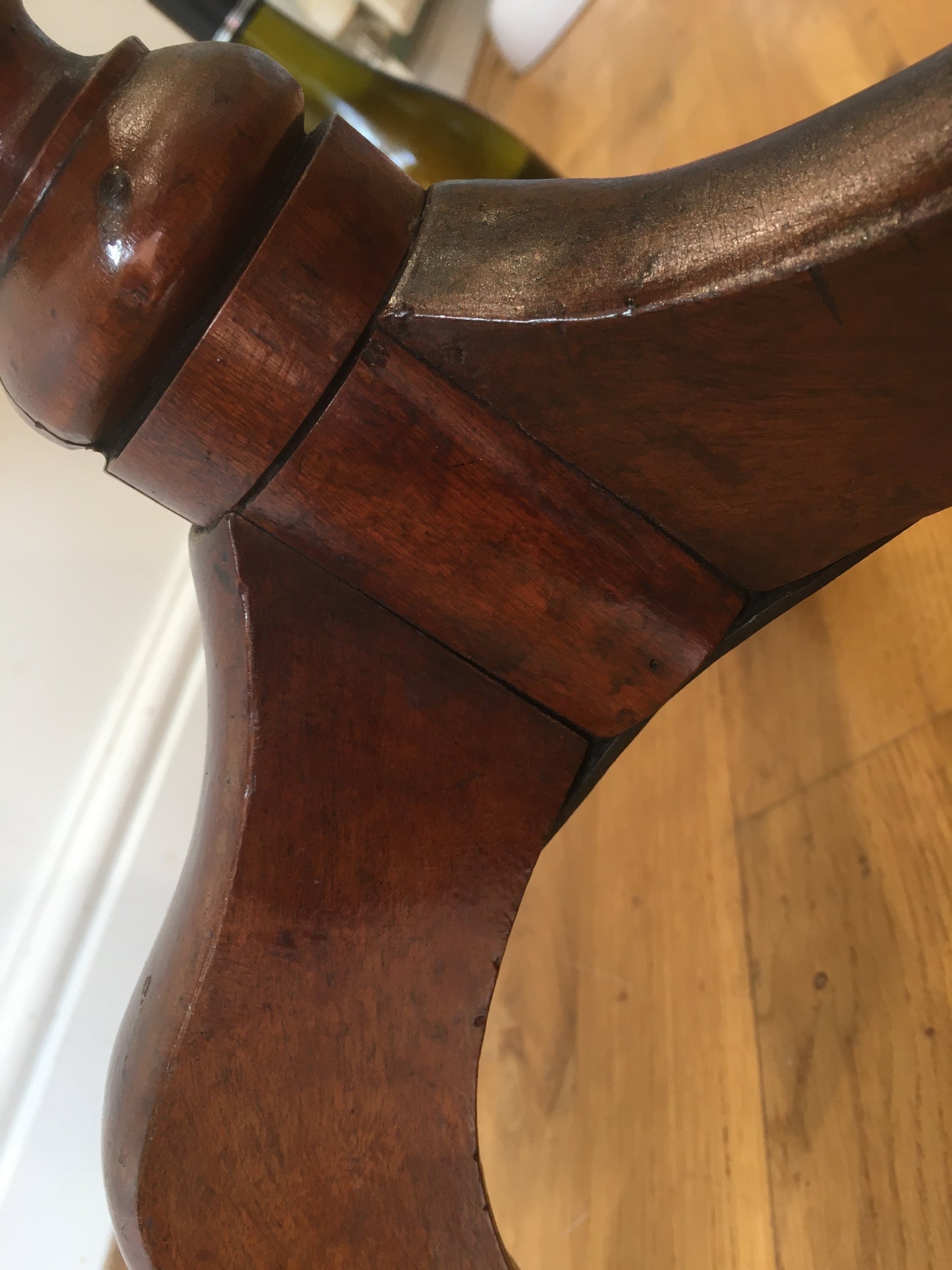 19th century fruitwood tilt-top tripod table on bobbin column