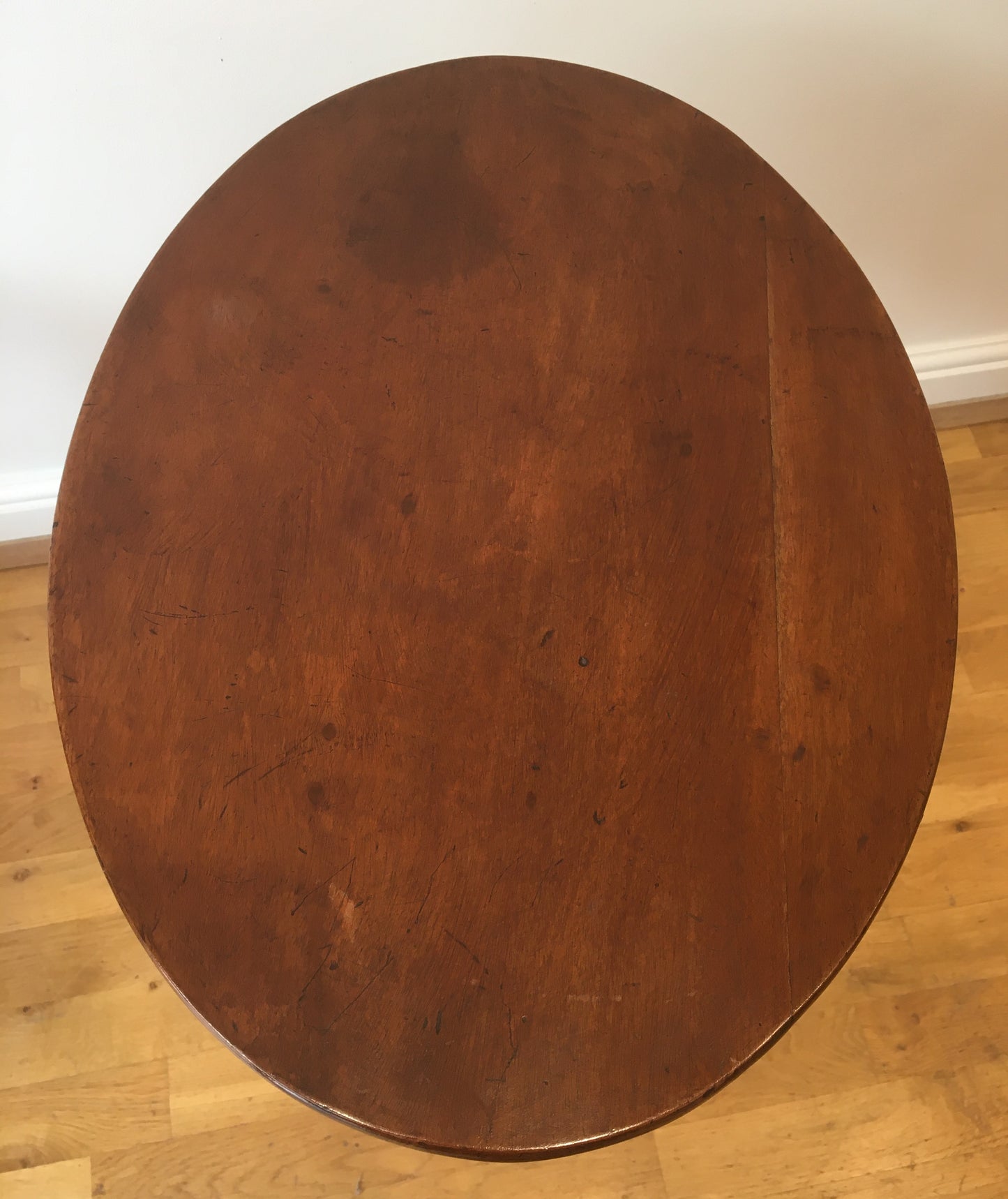 19th century fruitwood tilt-top tripod table on bobbin column