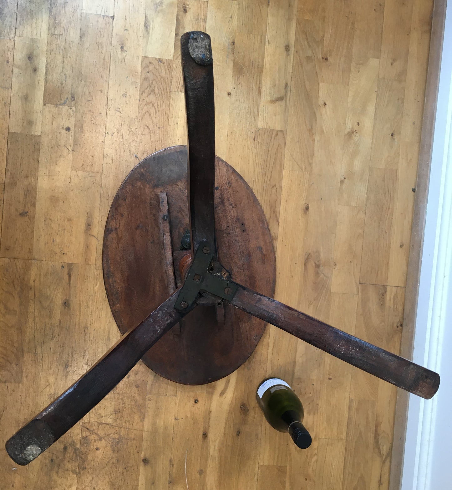 19th century fruitwood tilt-top tripod table on bobbin column