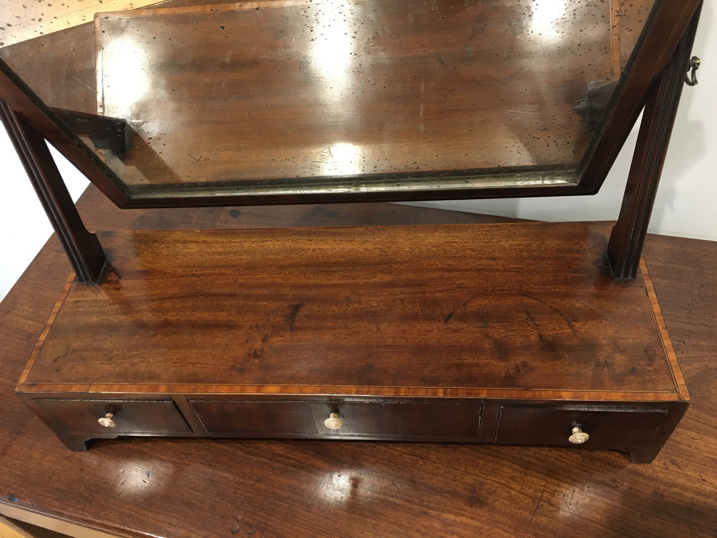 Large late 18th century George III mahogany dressing or toilet mirror