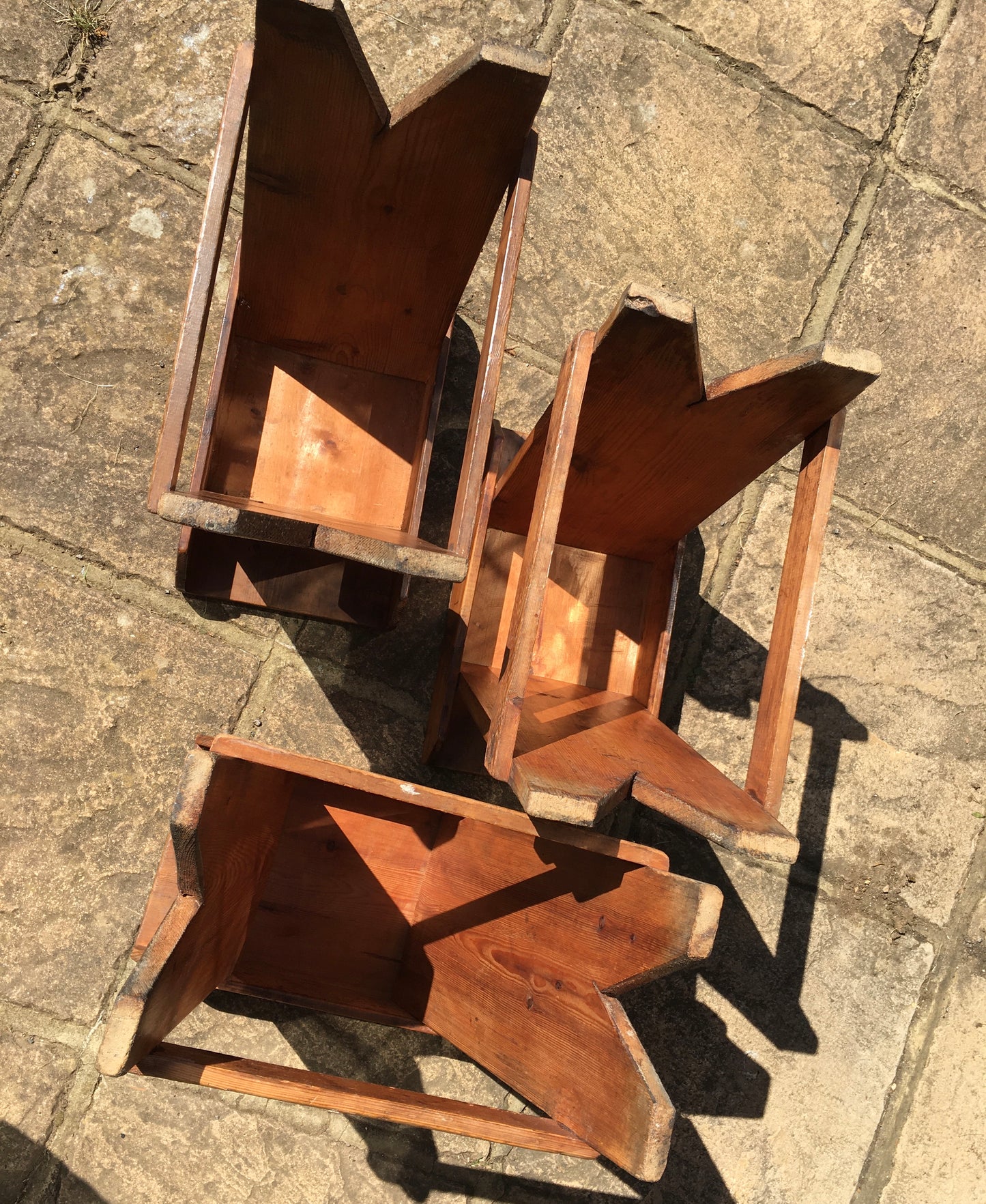 3 late 19th/early 20th century provincial pine stools or side tables.