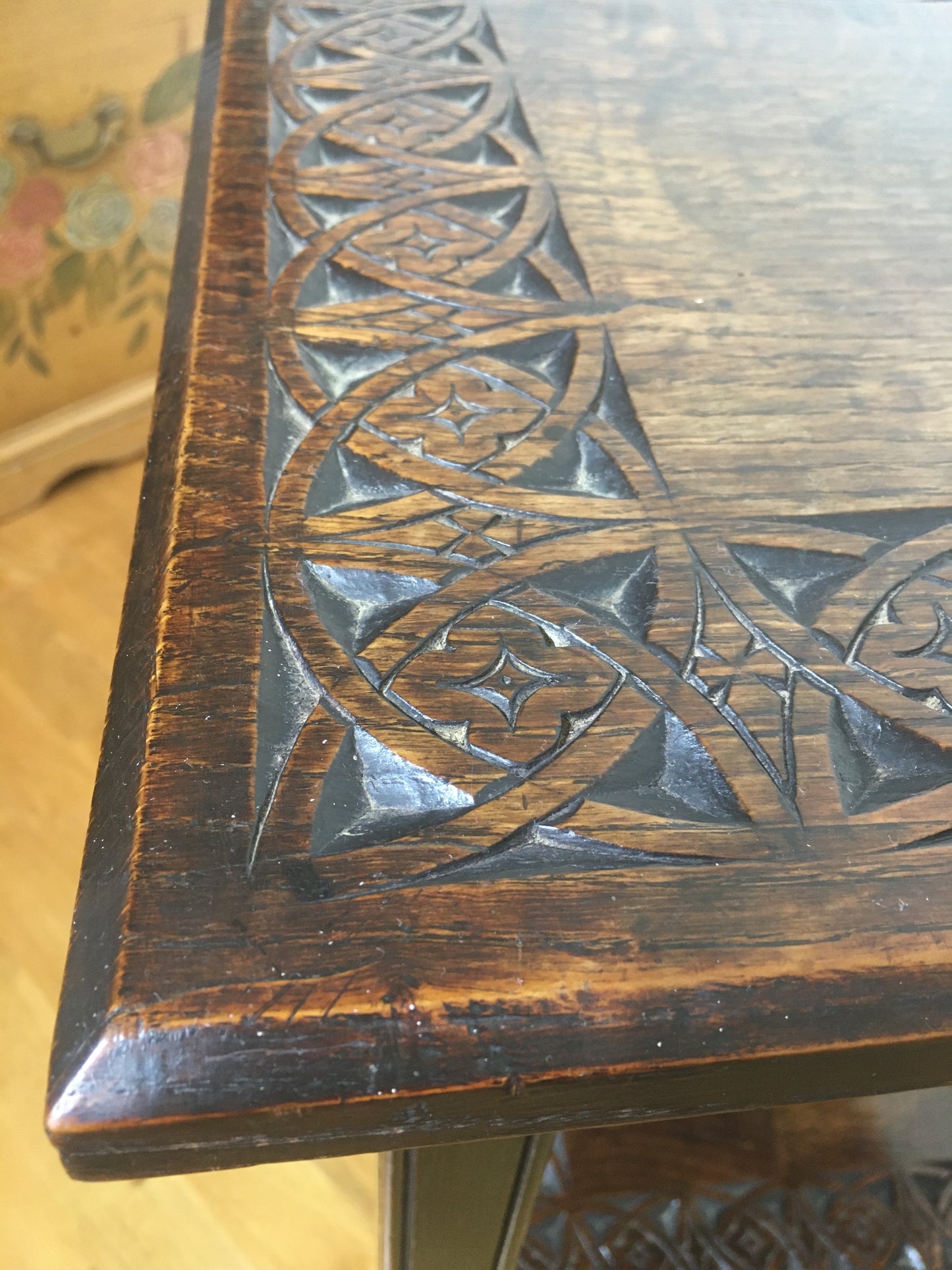 Art nouveau oak occasional table
