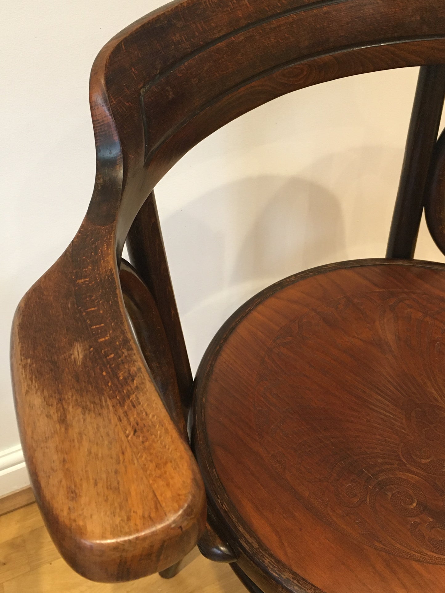 1920s bentwood carver chair by Fischel.