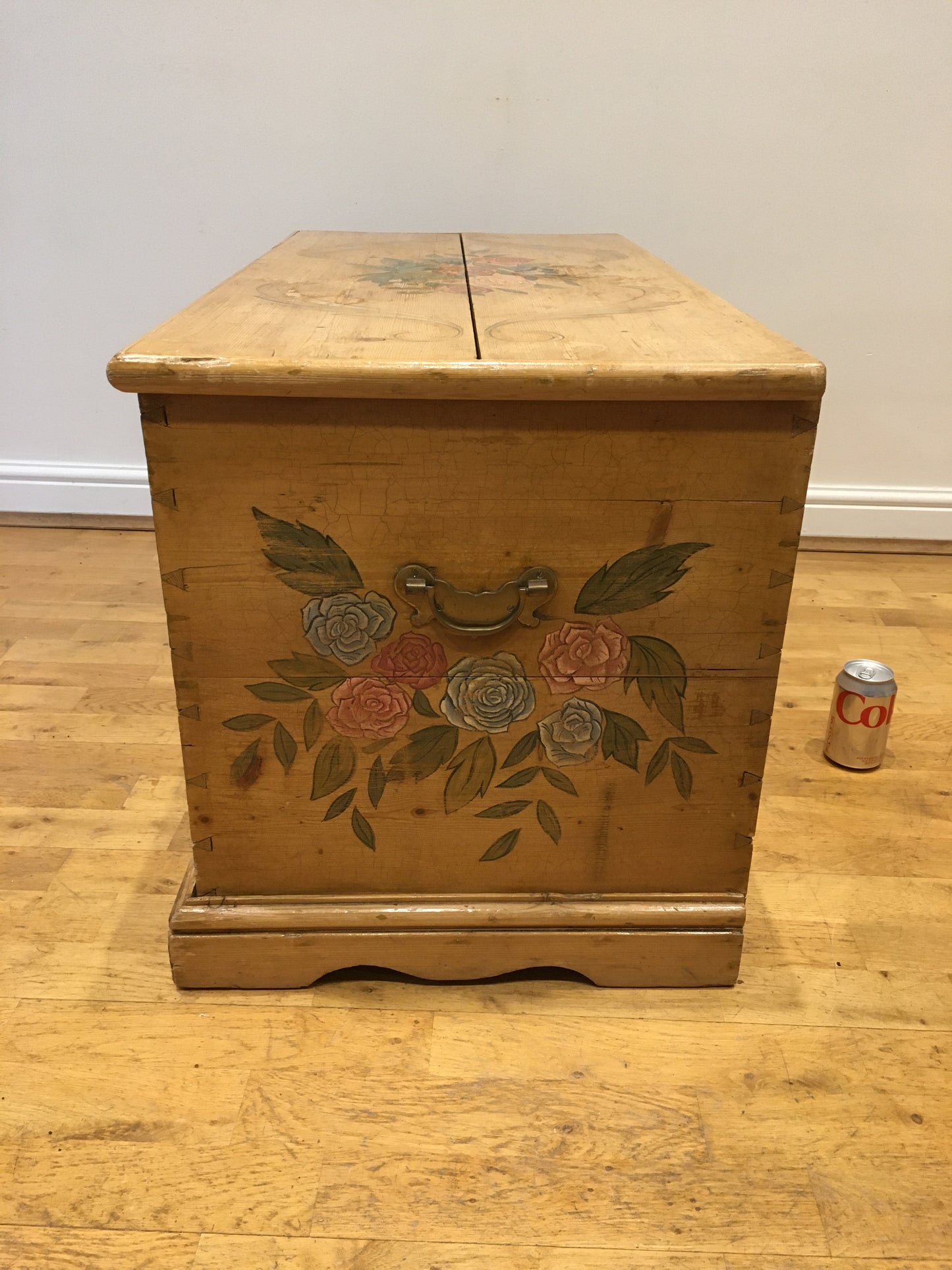 Late 19th/early 20th century painted pine chest or blanket box.