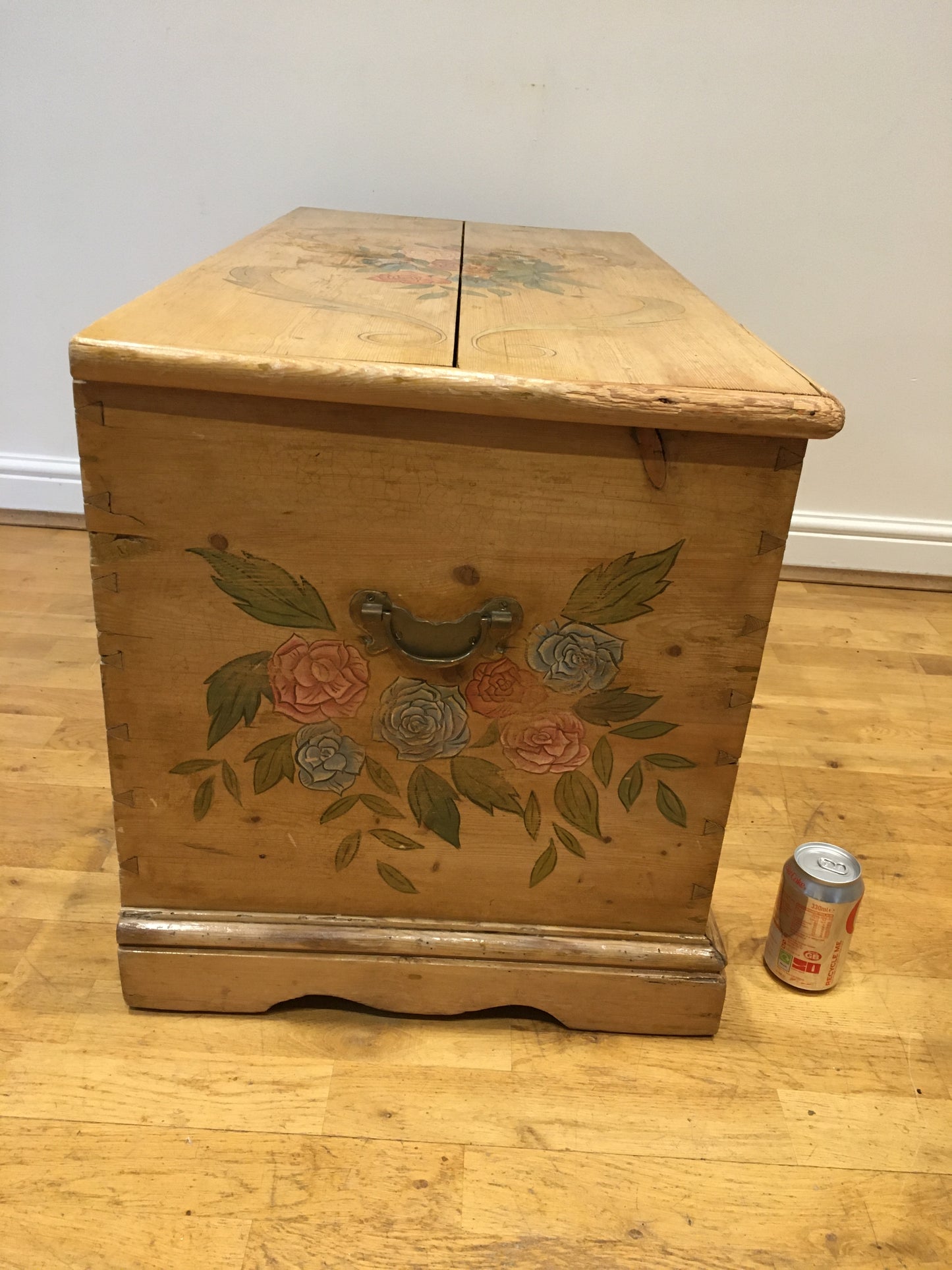 Late 19th/early 20th century painted pine chest or blanket box.
