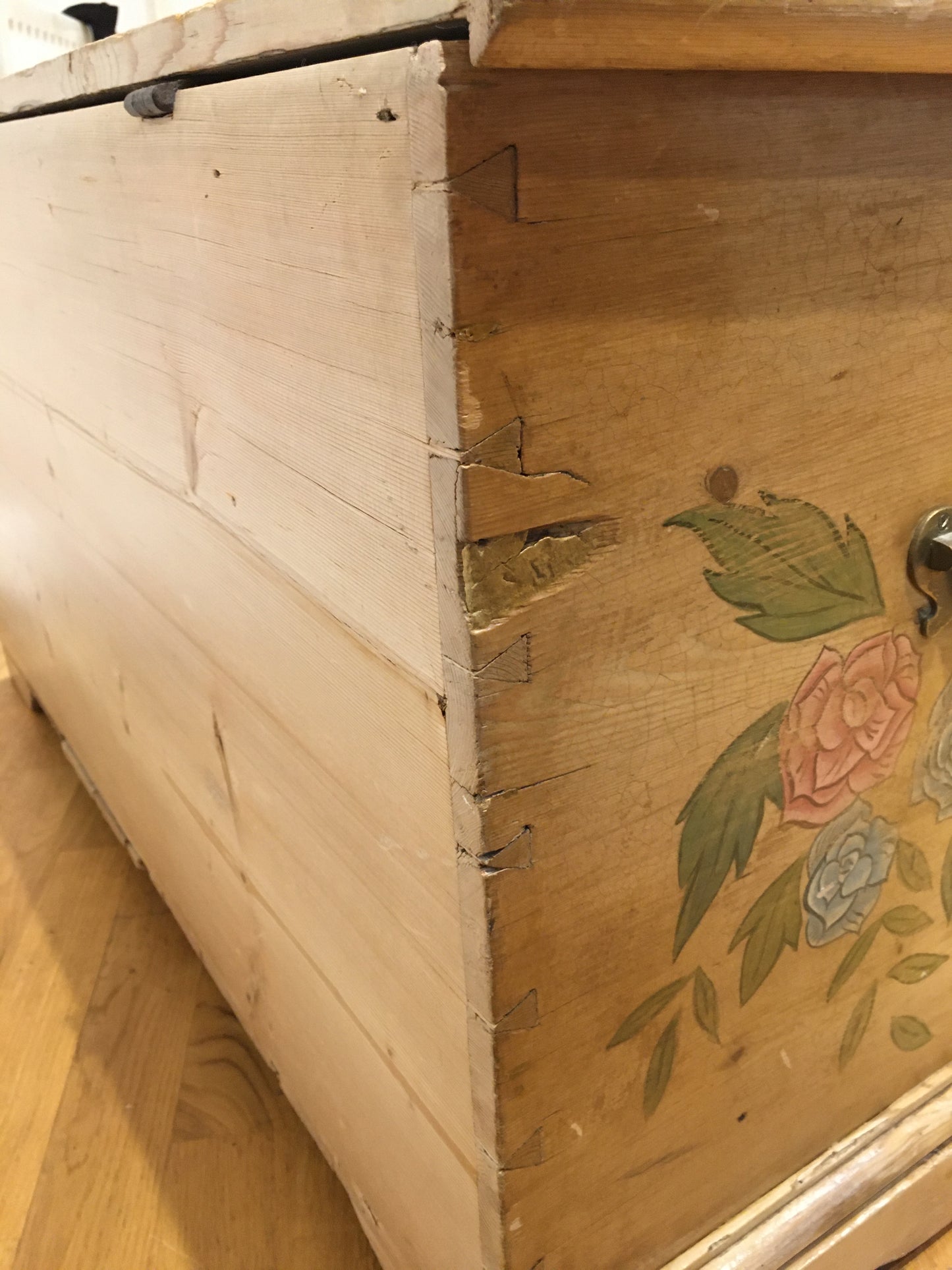 Late 19th/early 20th century painted pine chest or blanket box.