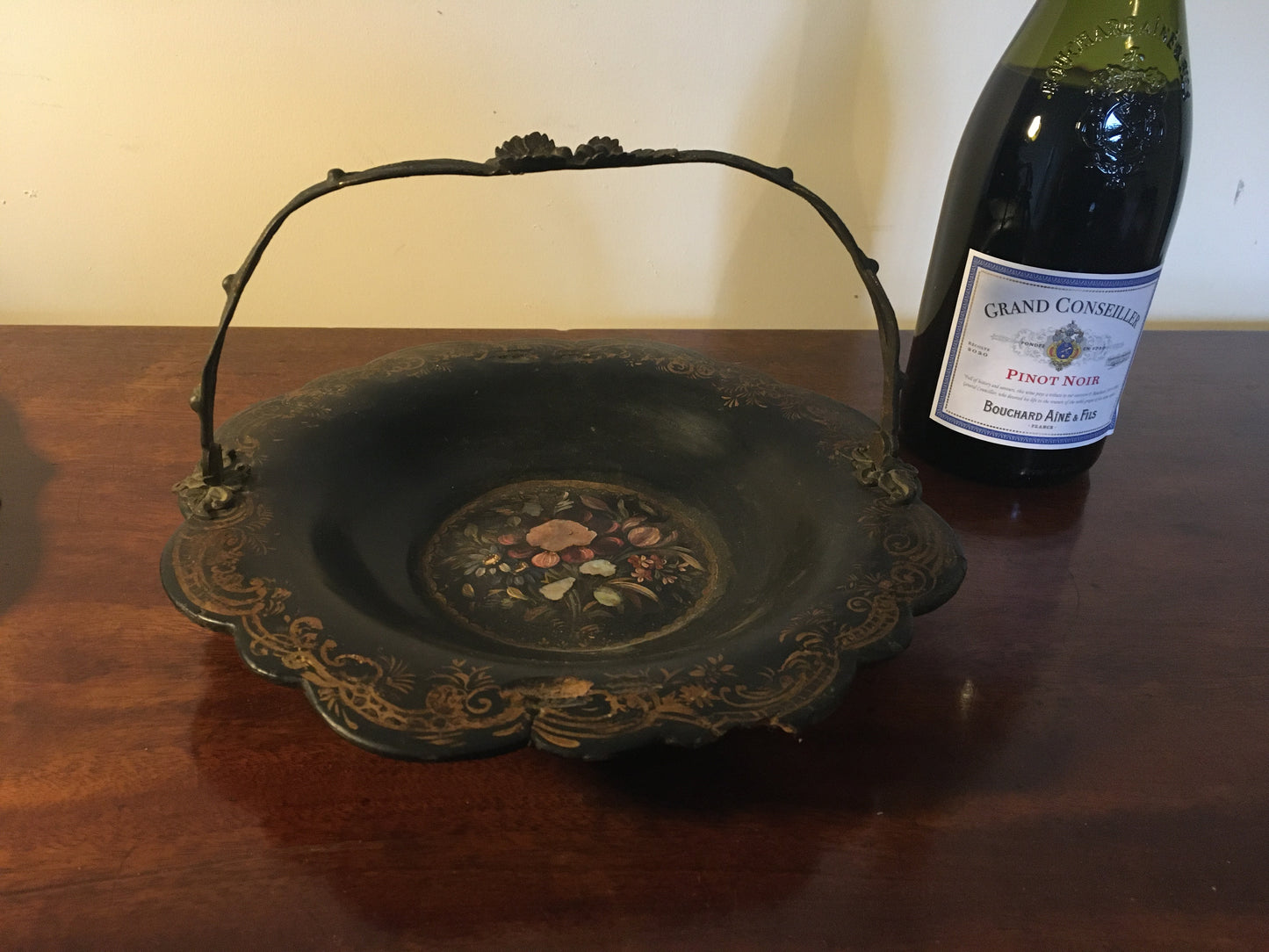3 Victorian papier mache trays.