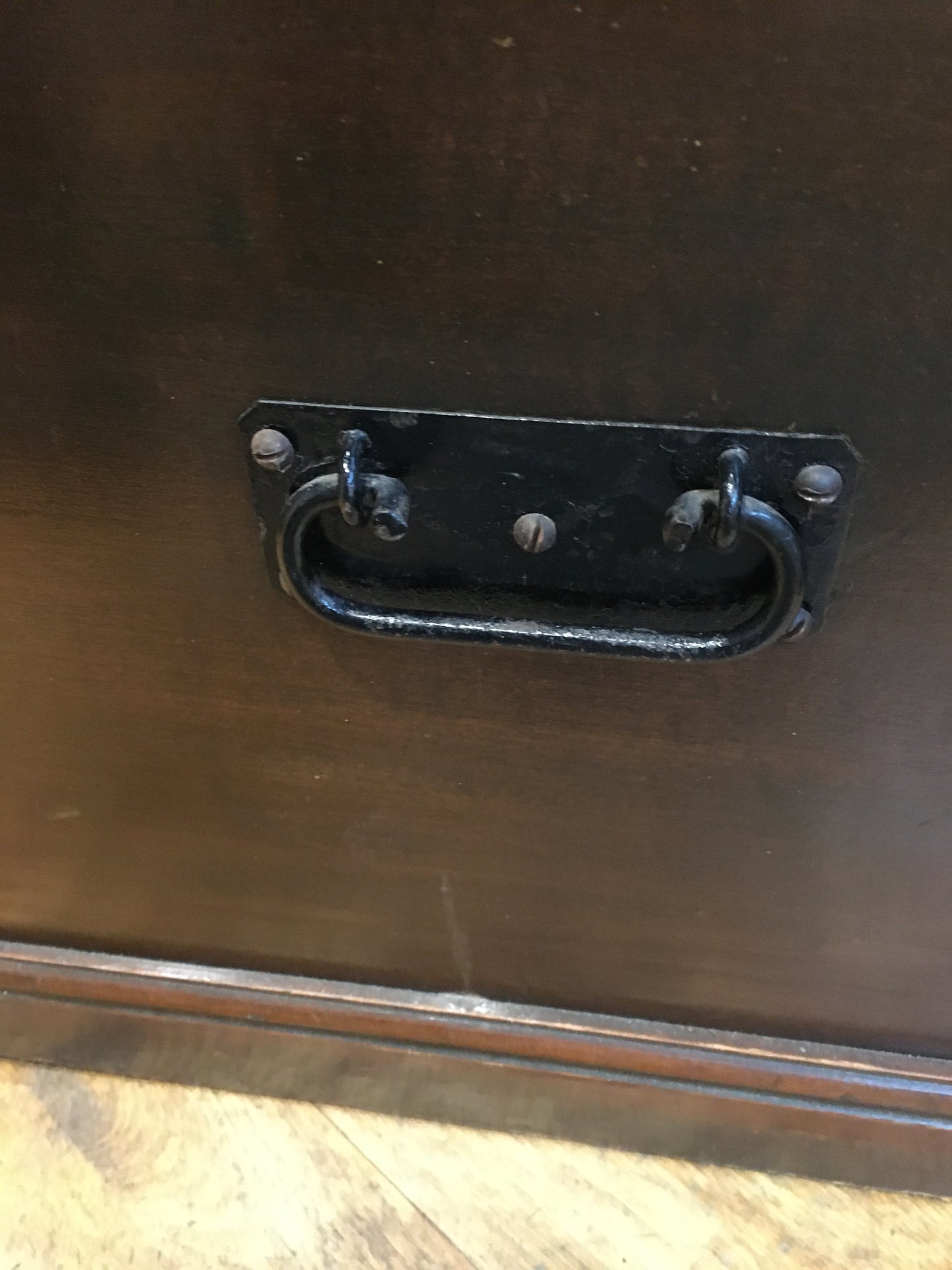 Vintage pine trunk or blanket box with inscribed lid.
