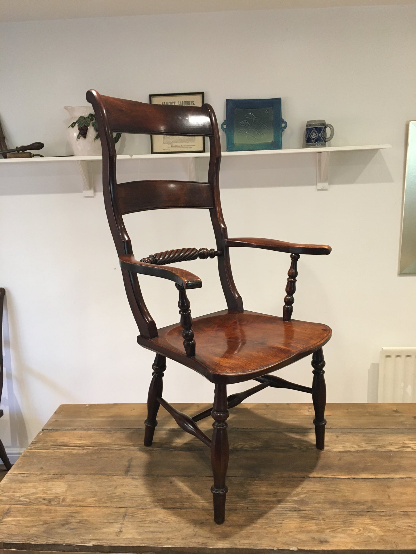 Interesting 19th century high back armchair.