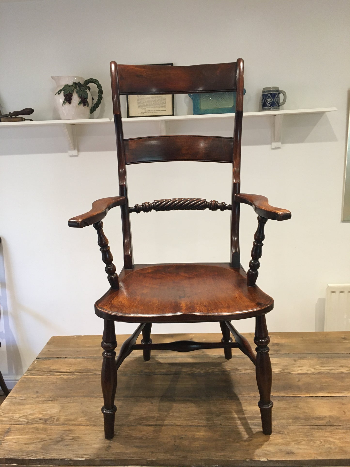 Interesting 19th century high back armchair.