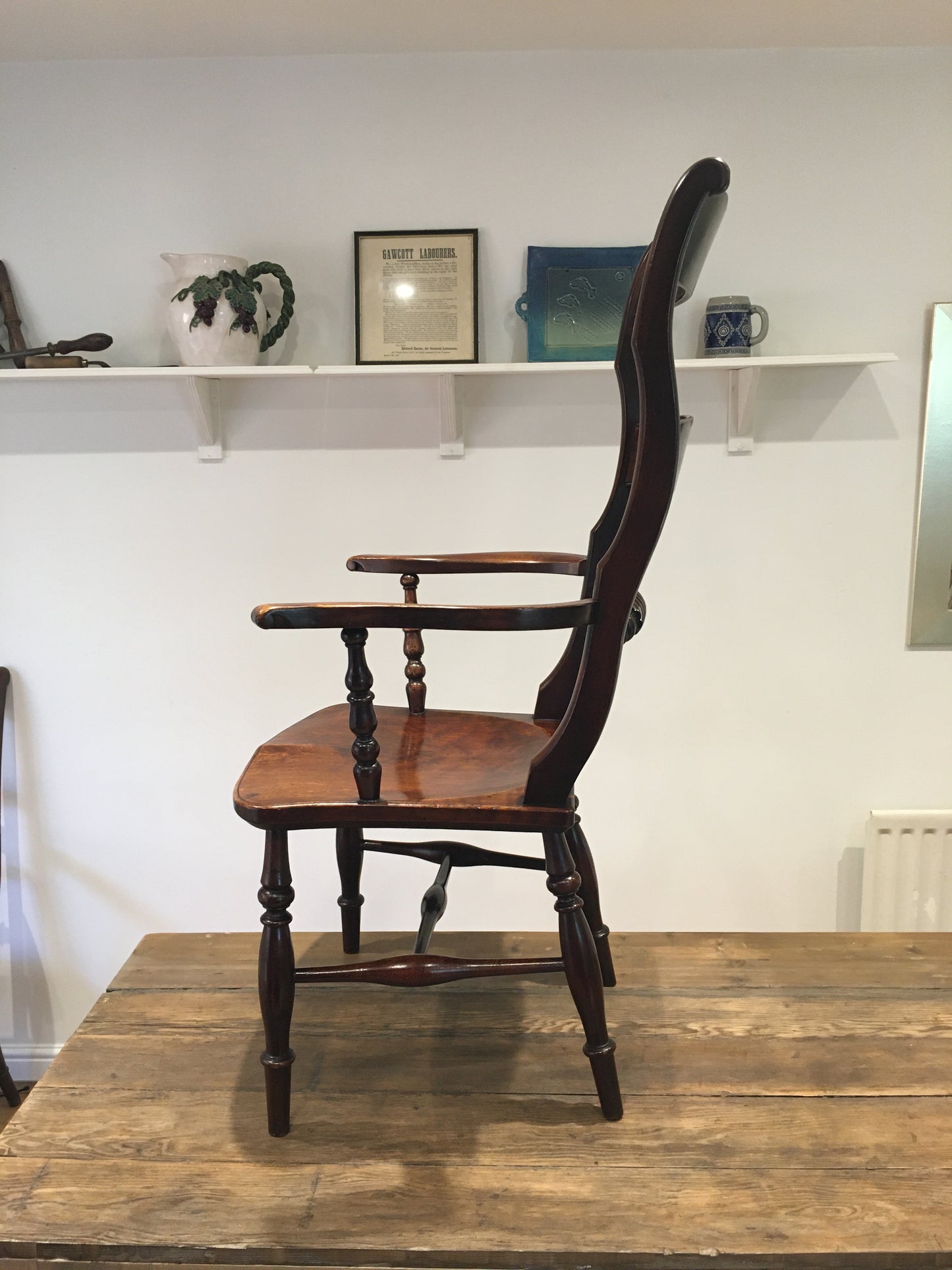 Interesting 19th century high back armchair.