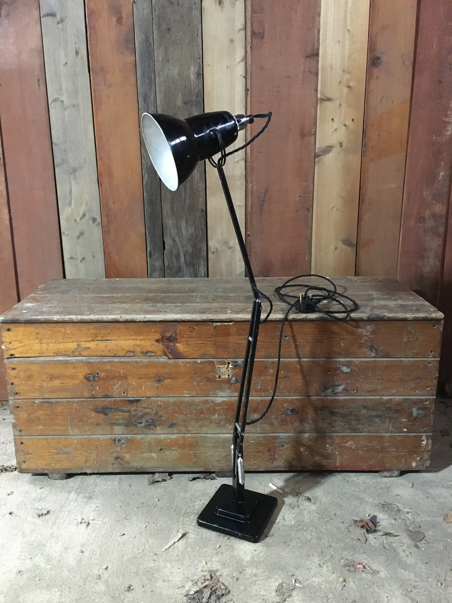 1950s black Herbert Terry & Sons anglepoise lamp Model 1227, PAT tested.
