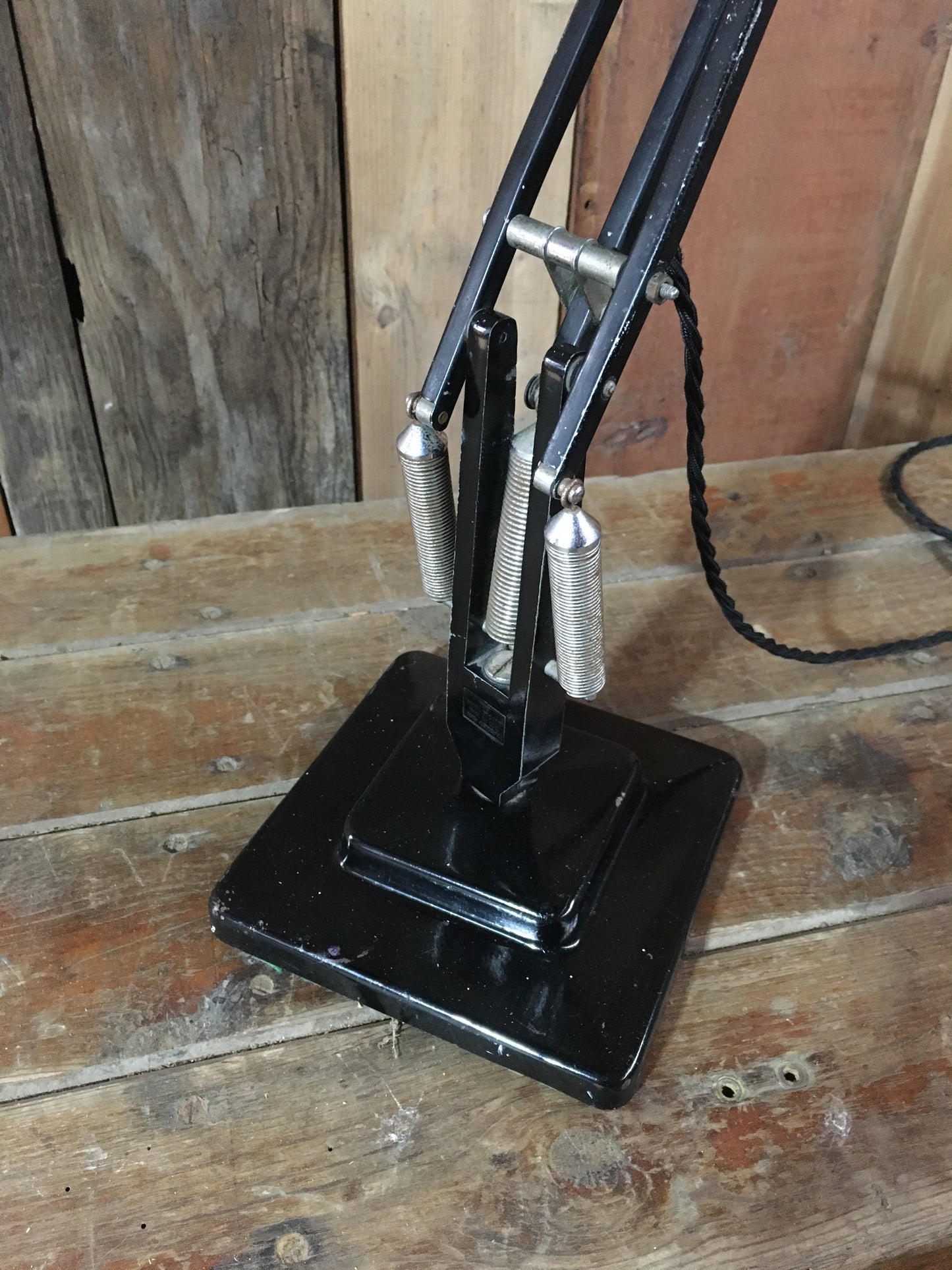1950s black Herbert Terry & Sons anglepoise lamp Model 1227, PAT tested.