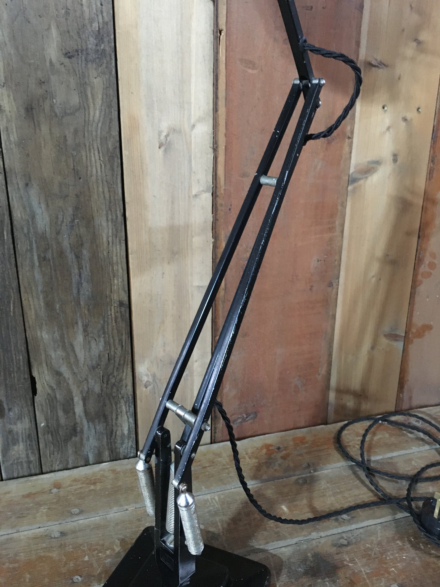 1950s black Herbert Terry & Sons anglepoise lamp Model 1227, PAT tested.