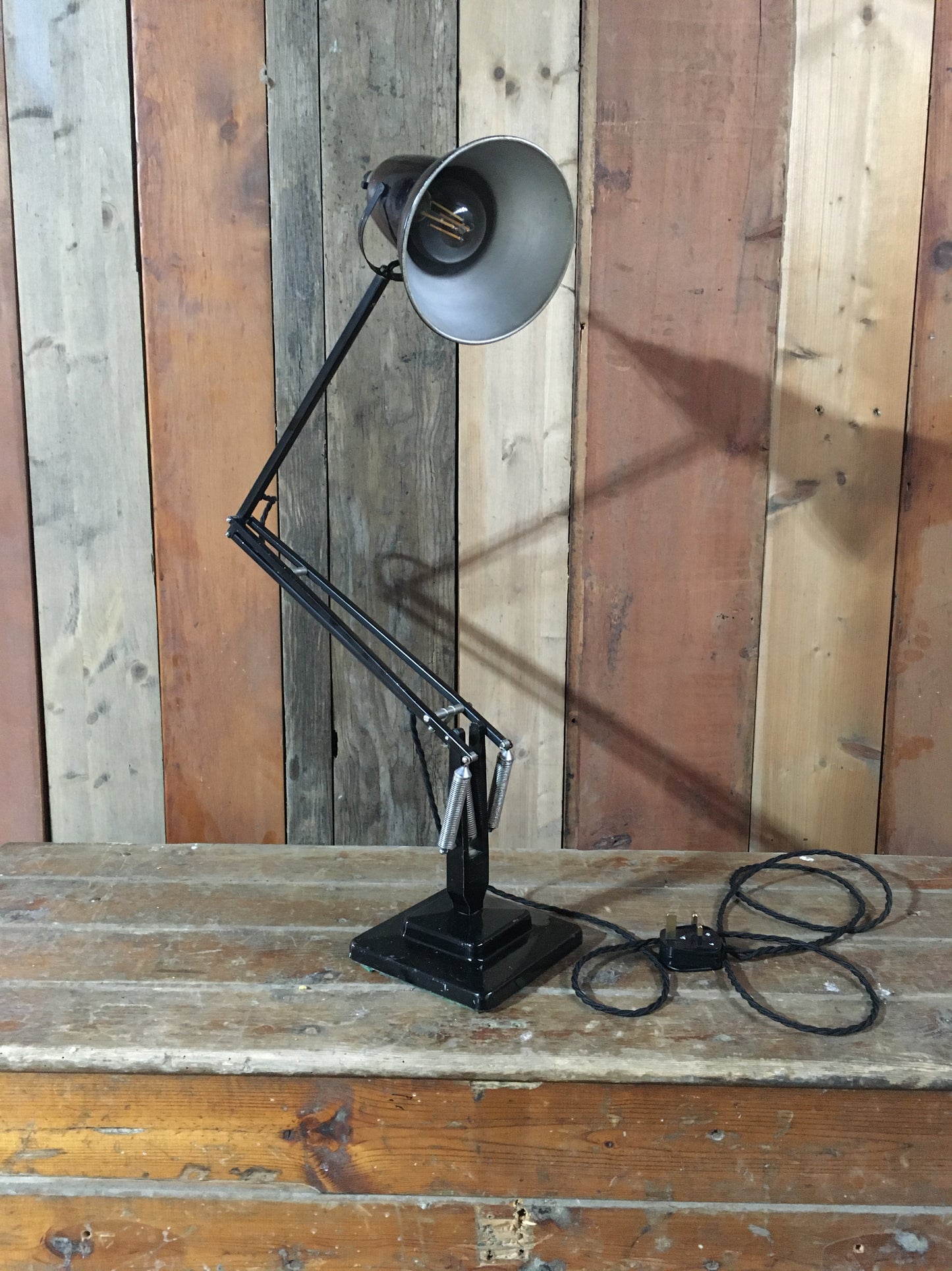 1950s black Herbert Terry & Sons anglepoise lamp Model 1227, PAT tested.