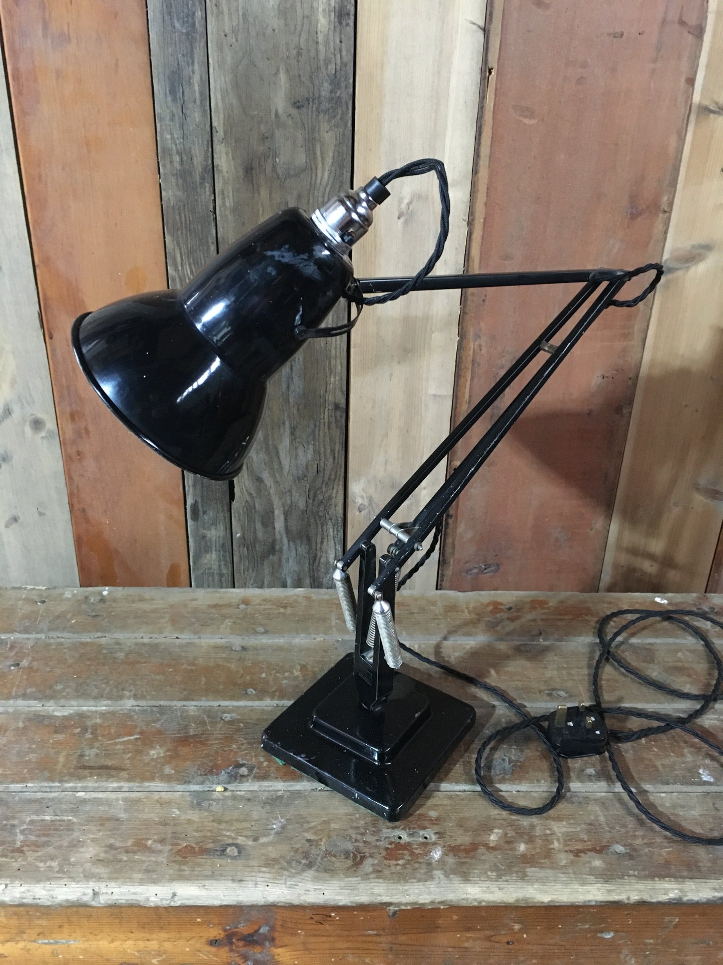 1950s black Herbert Terry & Sons anglepoise lamp Model 1227, PAT tested.