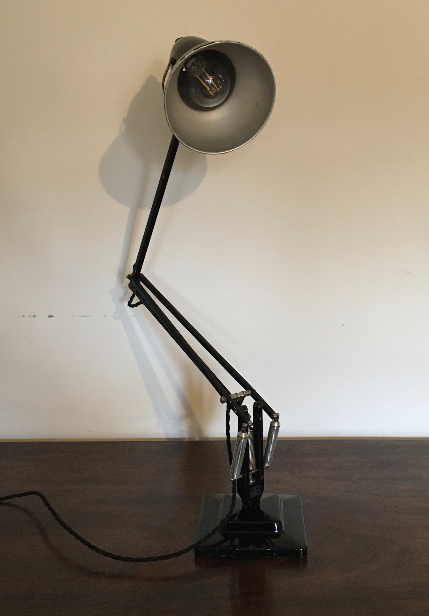 Black anglepoise lamp Model 1227, early 1950s, PAT tested.