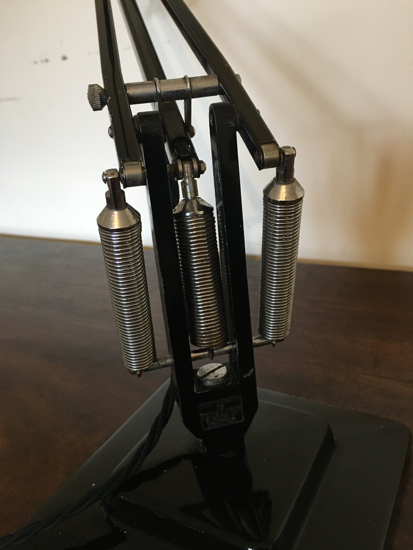 Black anglepoise lamp Model 1227, early 1950s, PAT tested.