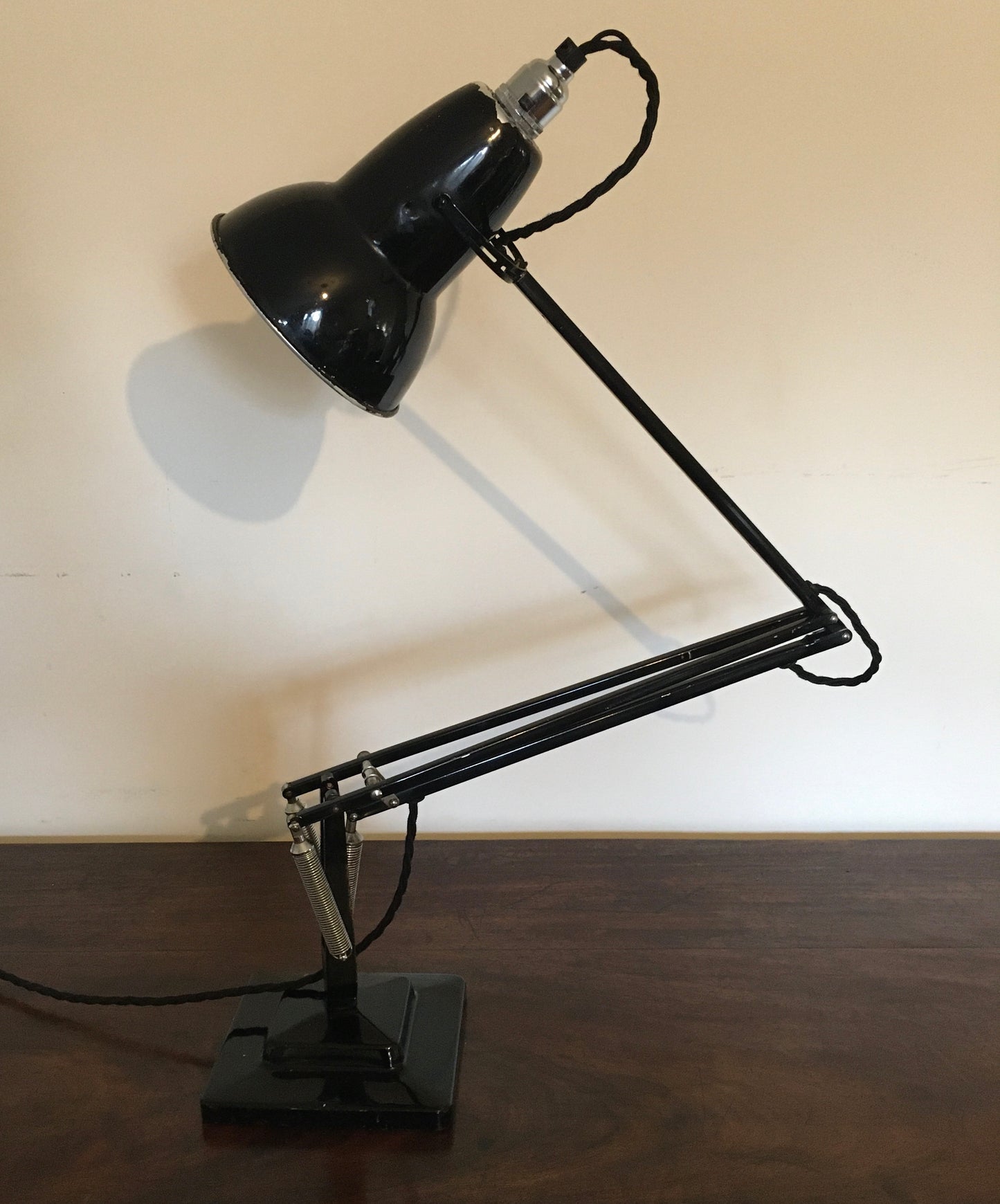 Black anglepoise lamp Model 1227, early 1950s, PAT tested.