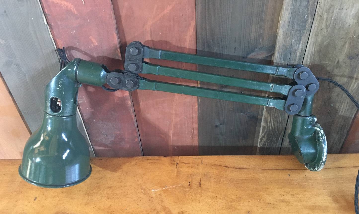 Large vintage factory machinist articulated wall light by MEK-ELEK London, 1930s-1950s.