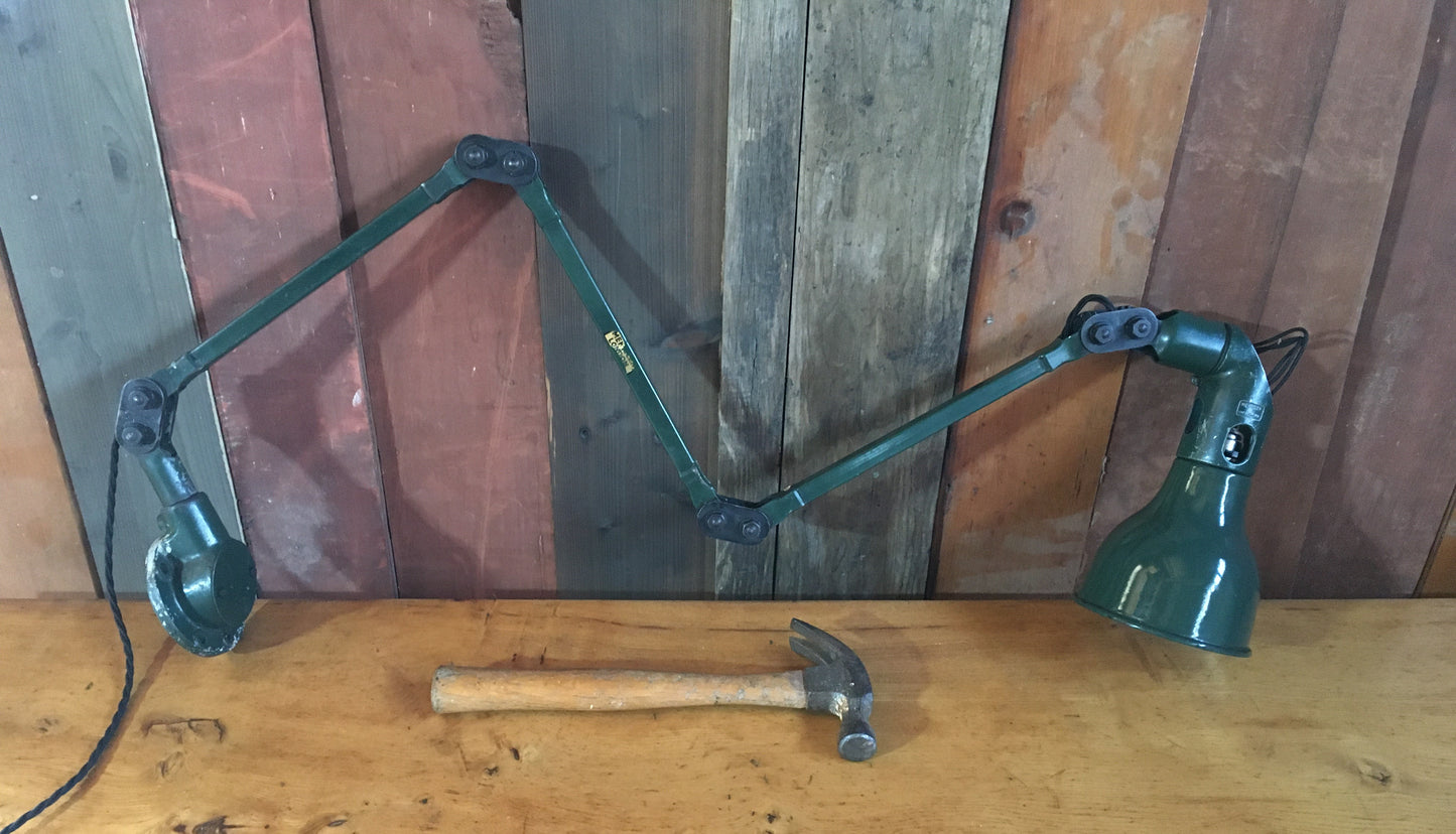 Large vintage factory machinist articulated wall light by MEK-ELEK London, 1930s-1950s.