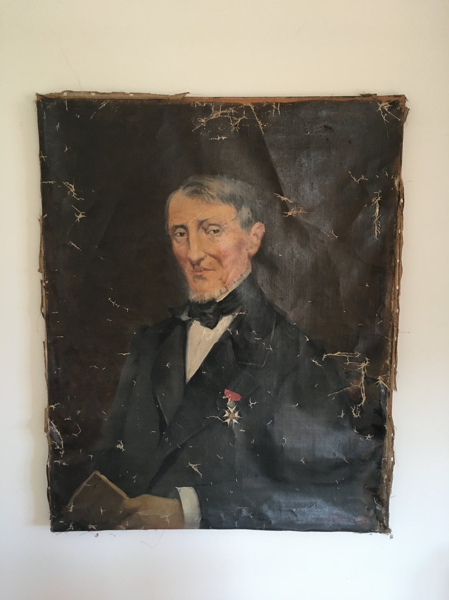 Large French 19th century oil on canvas portrait by Pauline Delacroix Garnier (1863-1912).