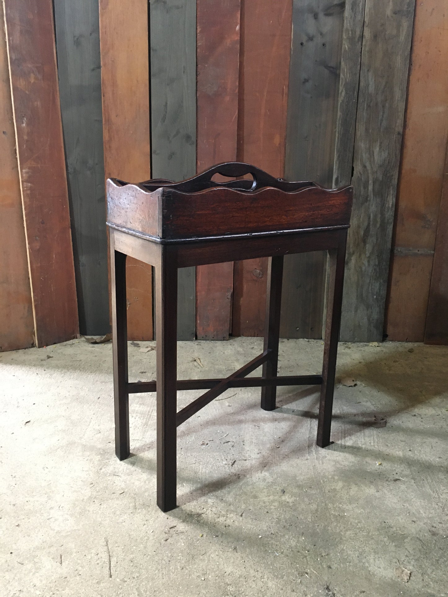 Georgian mahogany cutlery tray on legs.