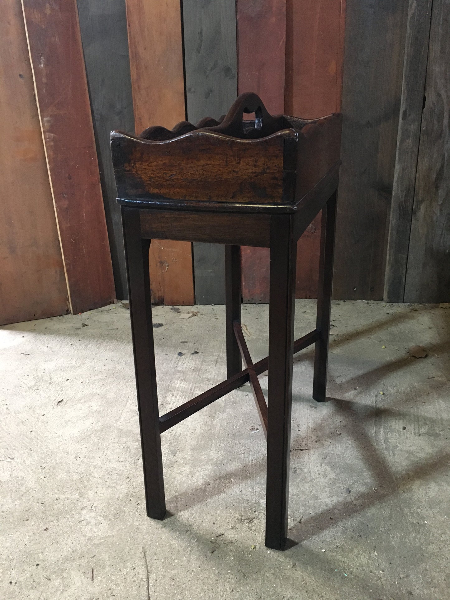 Georgian mahogany cutlery tray on legs.