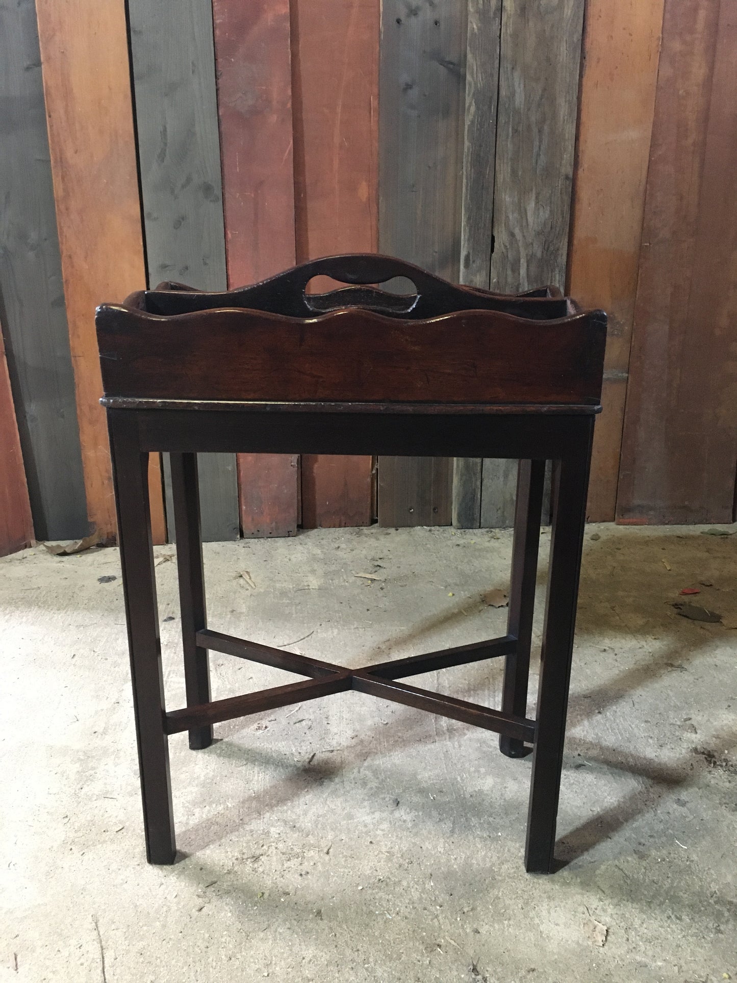 Georgian mahogany cutlery tray on legs.