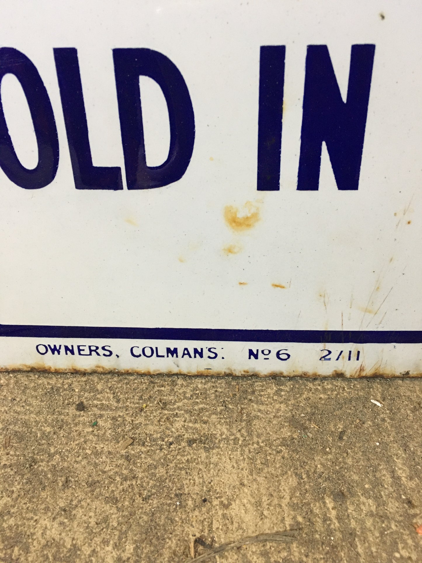 Large early 20th century vintage Colman's enamel shop display advertising sign.