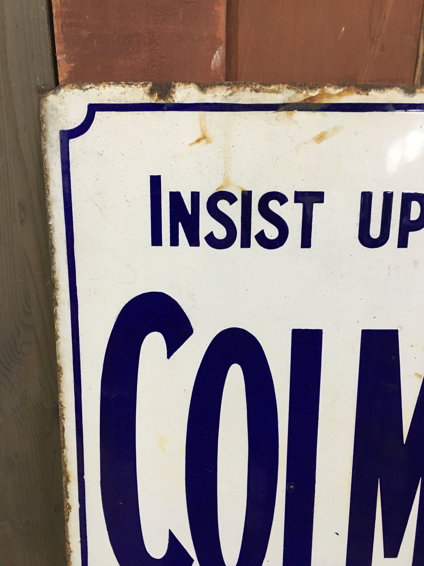 Large early 20th century vintage Colman's enamel shop display advertising sign.