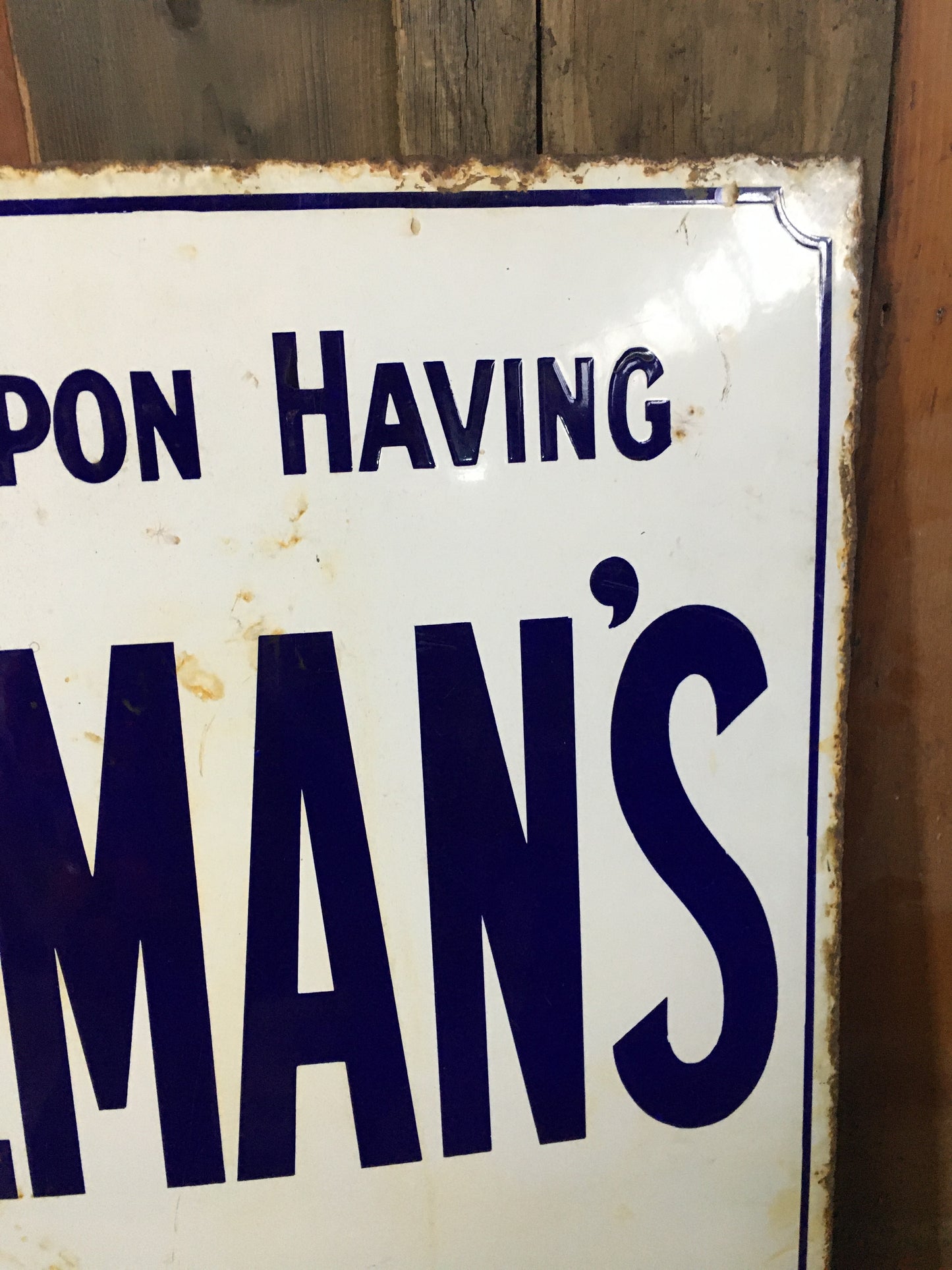 Large early 20th century vintage Colman's enamel shop display advertising sign.