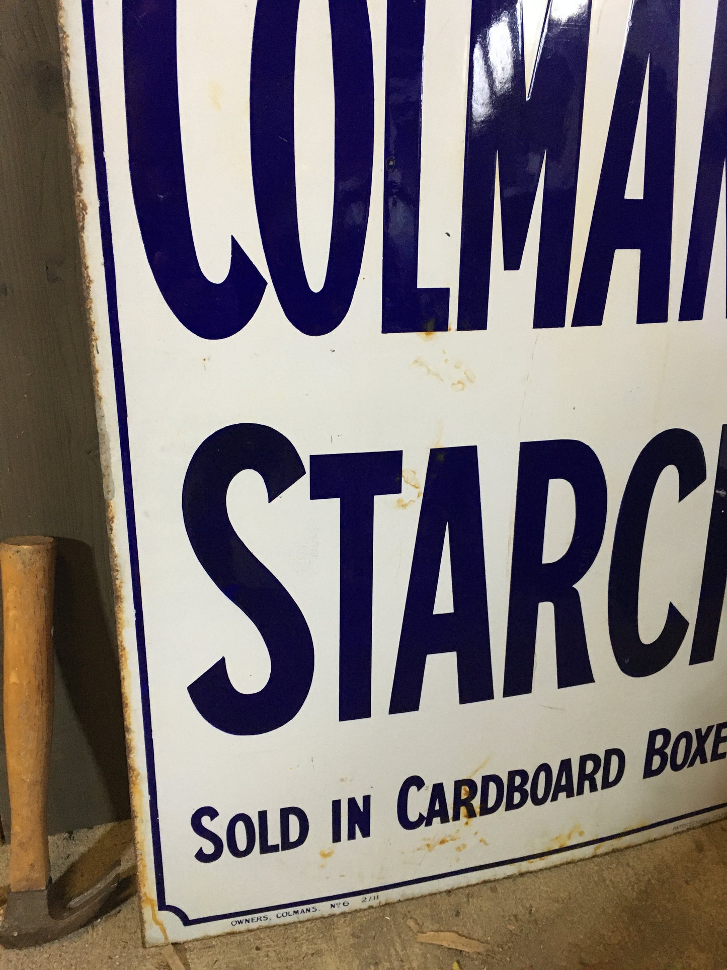 Large early 20th century vintage Colman's enamel shop display advertising sign.