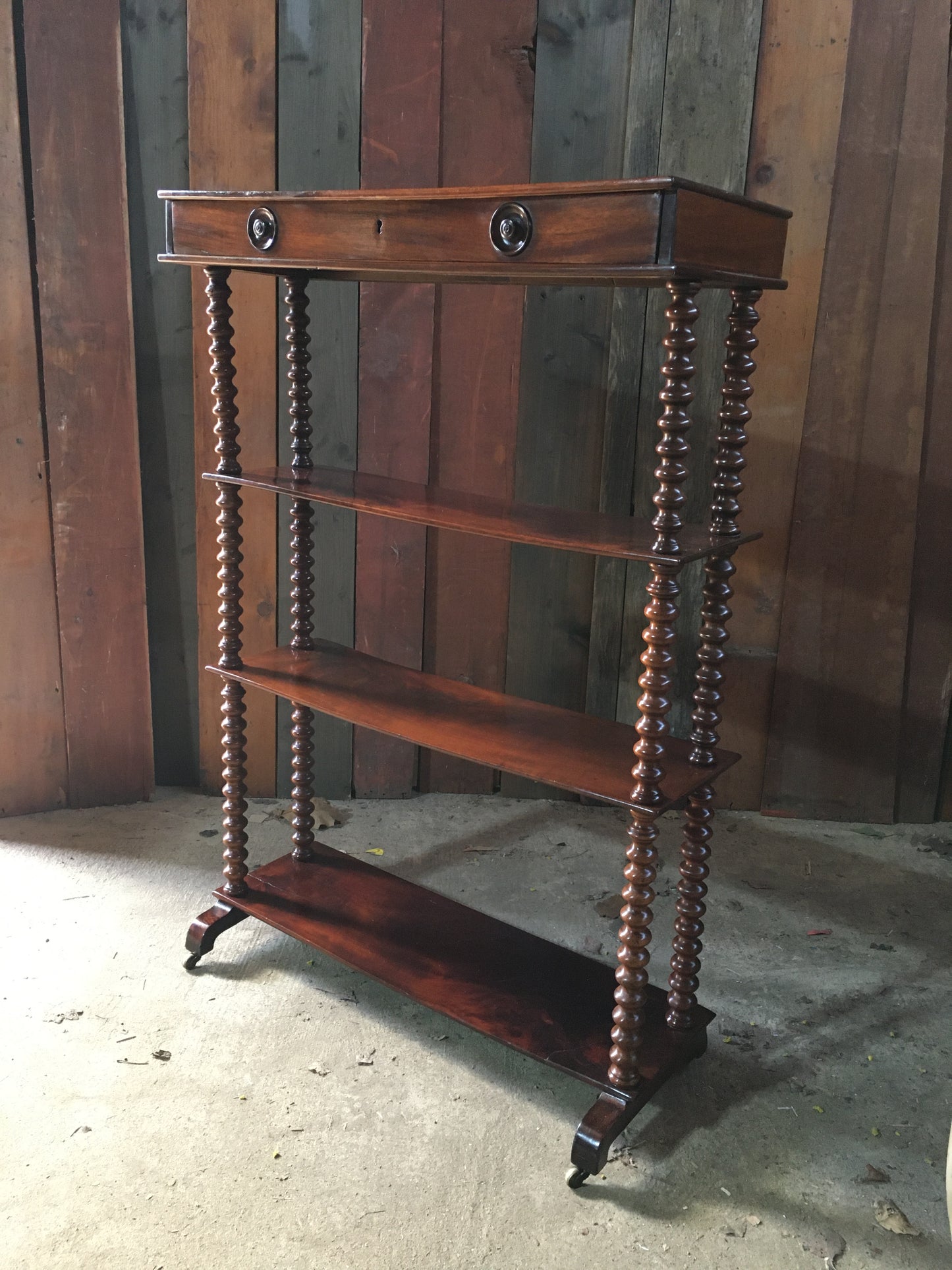Late Regency mahogany bookcase or etagere or whatnot.