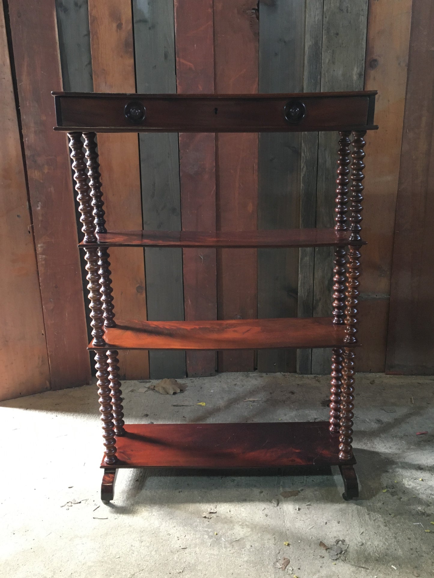 Late Regency mahogany bookcase or etagere or whatnot.