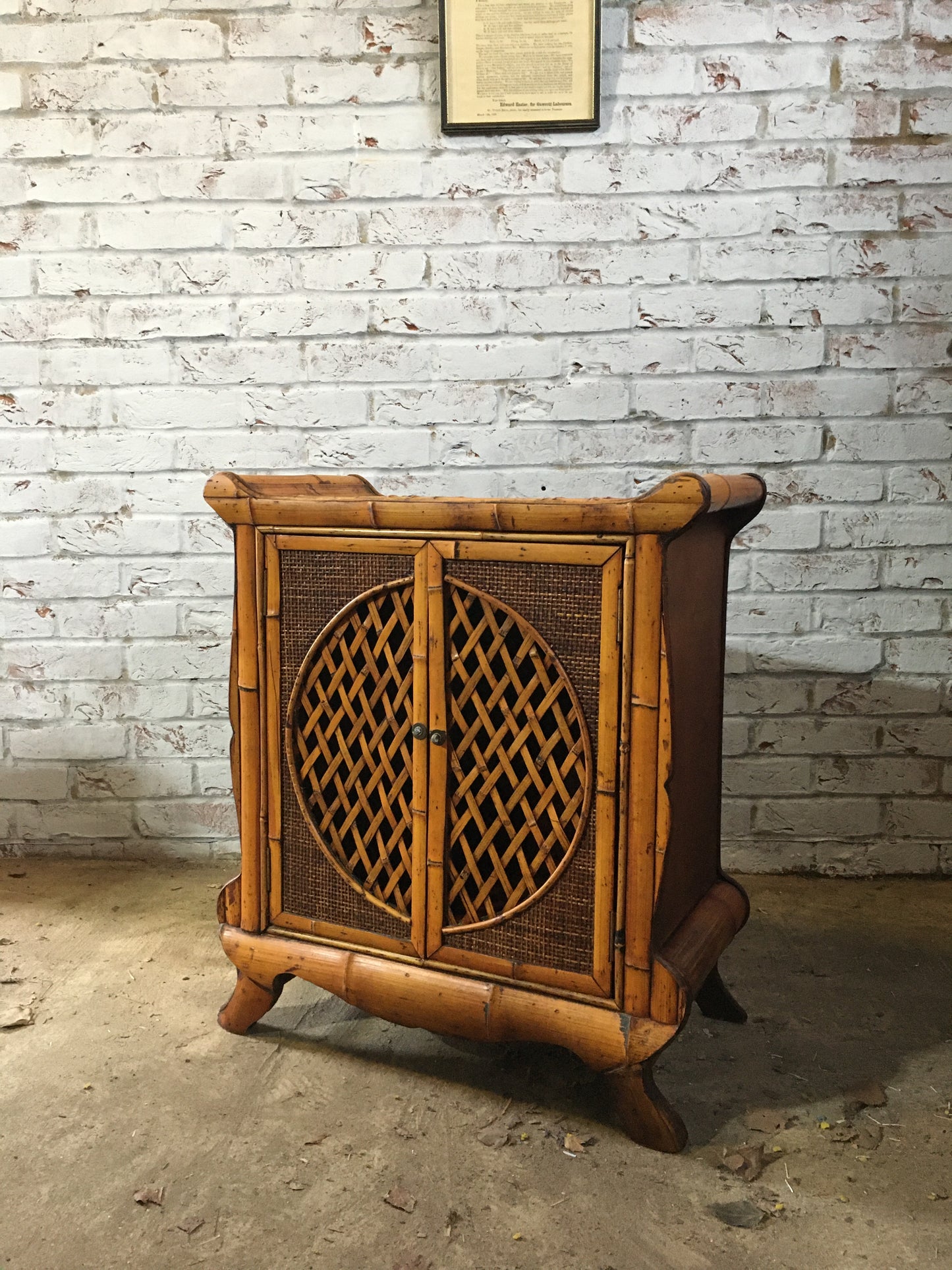 Large antique bamboo cabinet.