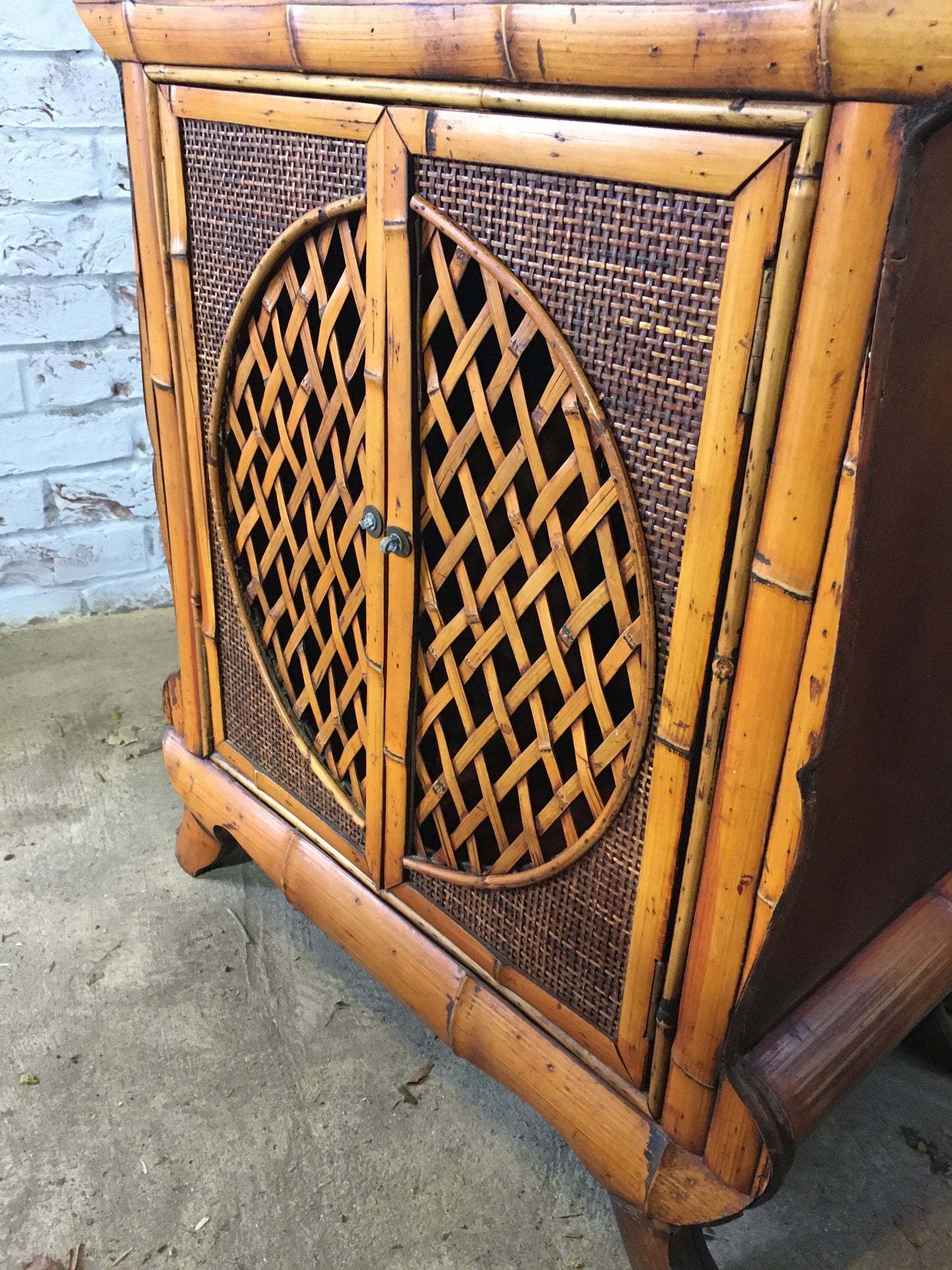 Large antique bamboo cabinet.