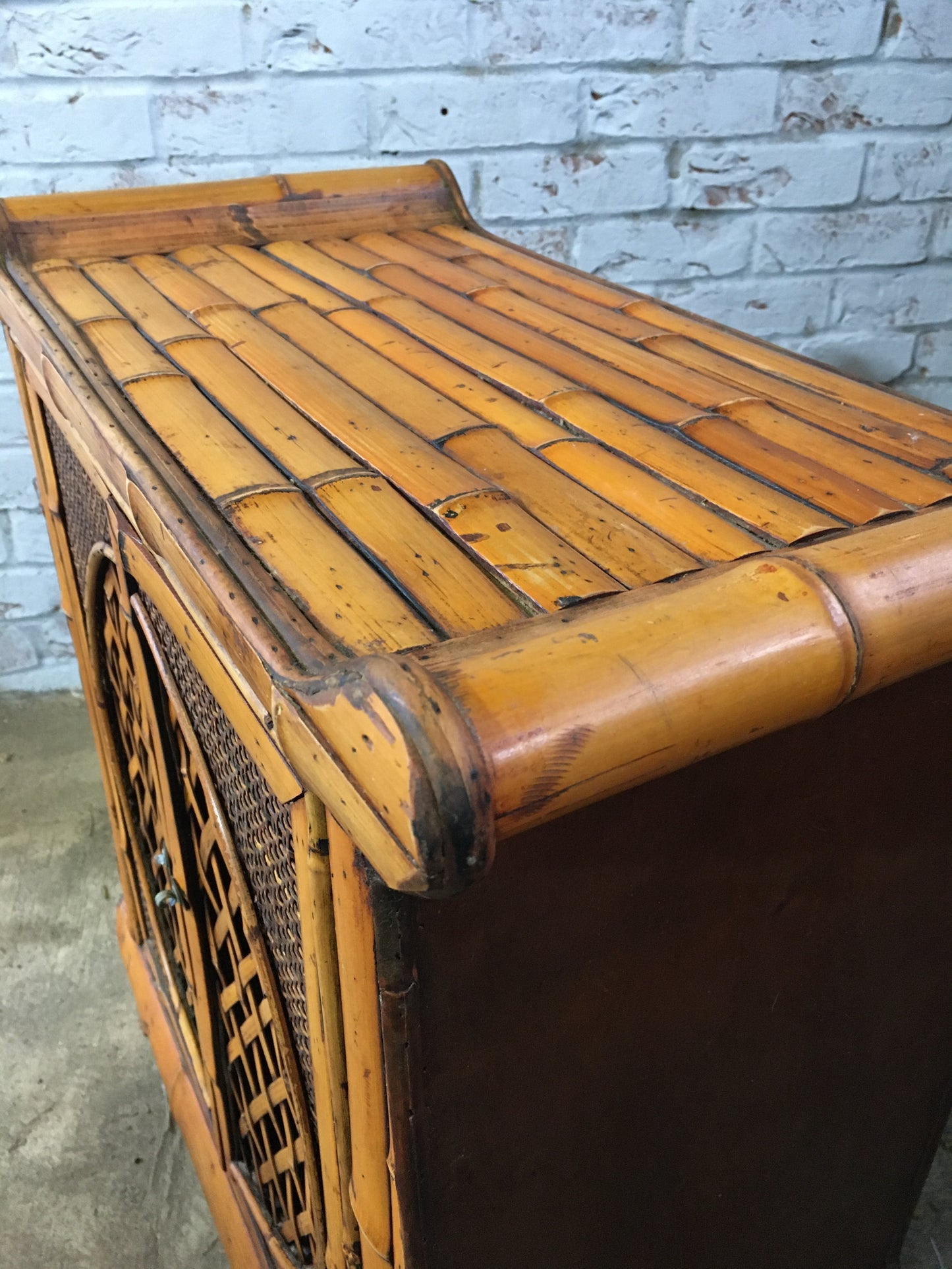 Large antique bamboo cabinet.