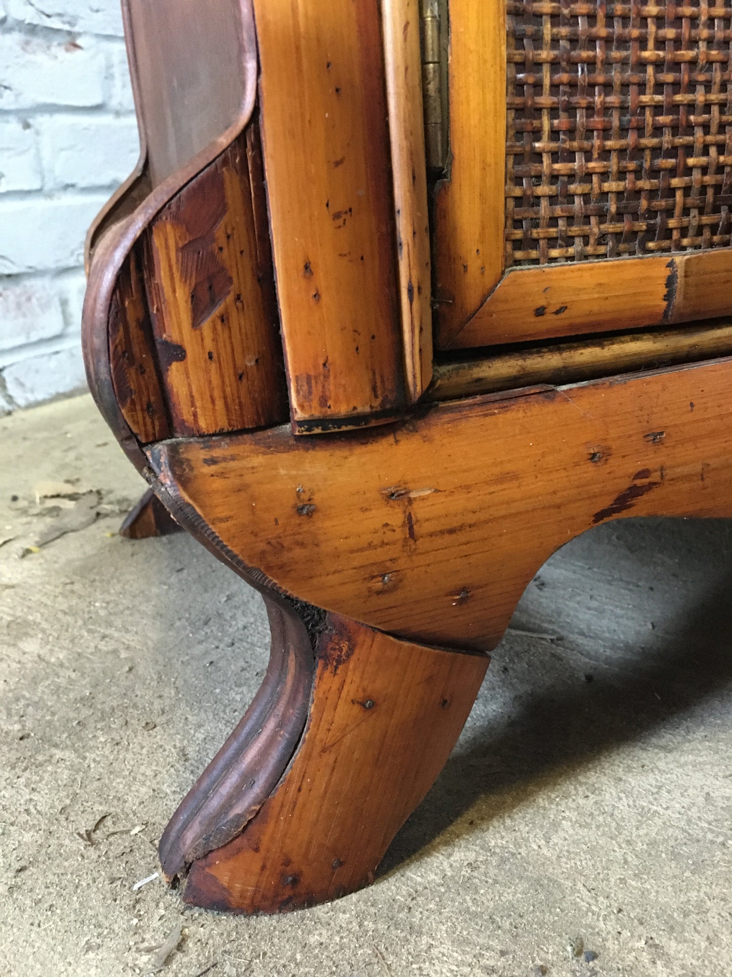 Large antique bamboo cabinet.