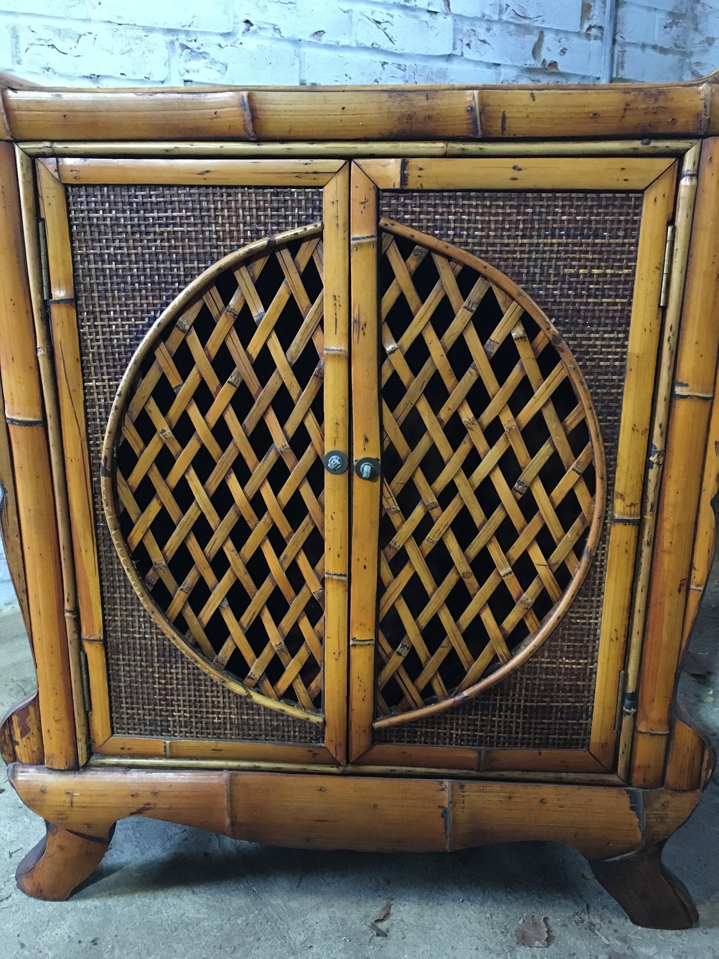Large antique bamboo cabinet.