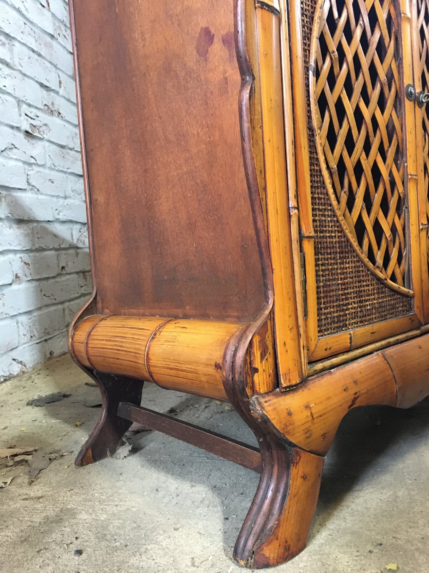 Large antique bamboo cabinet.