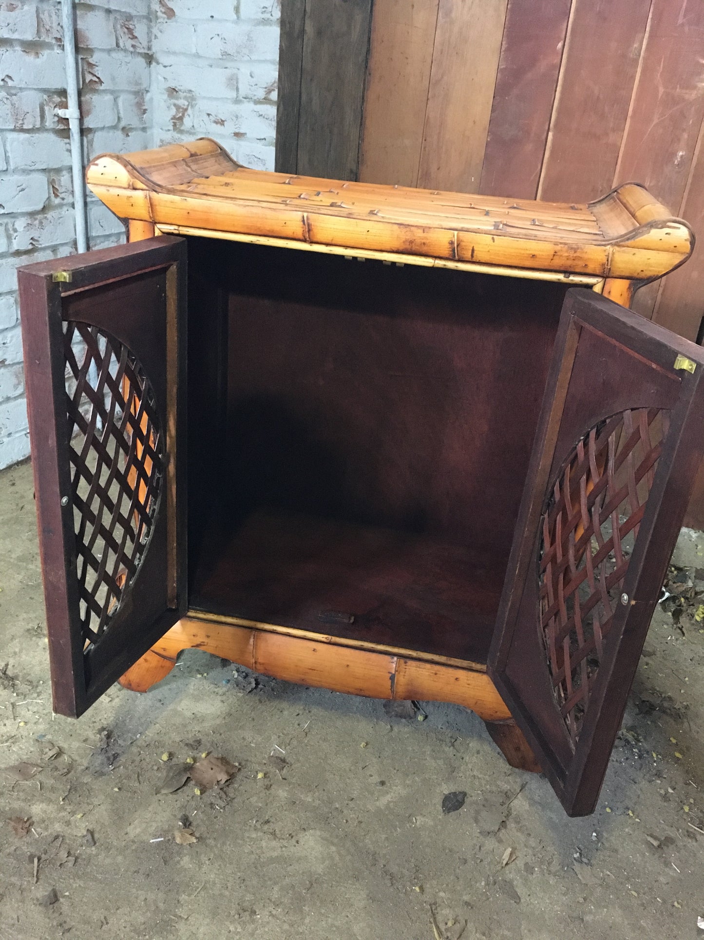 Large antique bamboo cabinet.