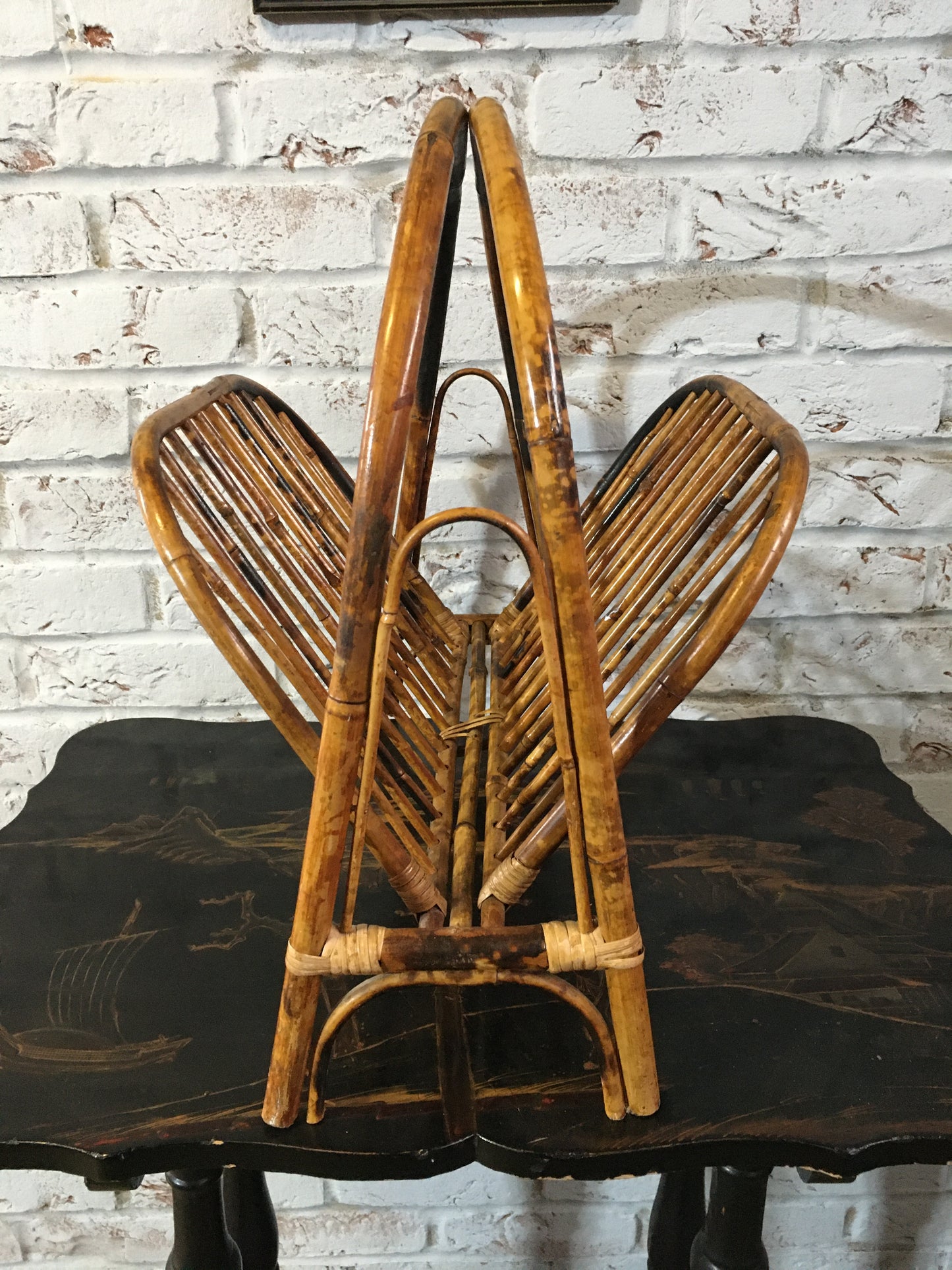Vintage bamboo magazine rack.