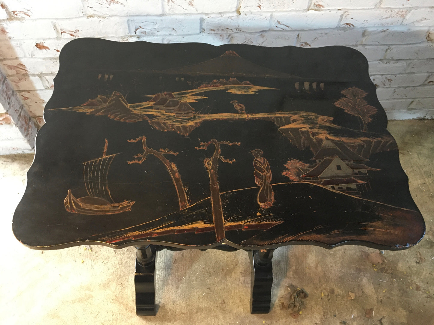 Late 19th century Japanese black lacquer table.