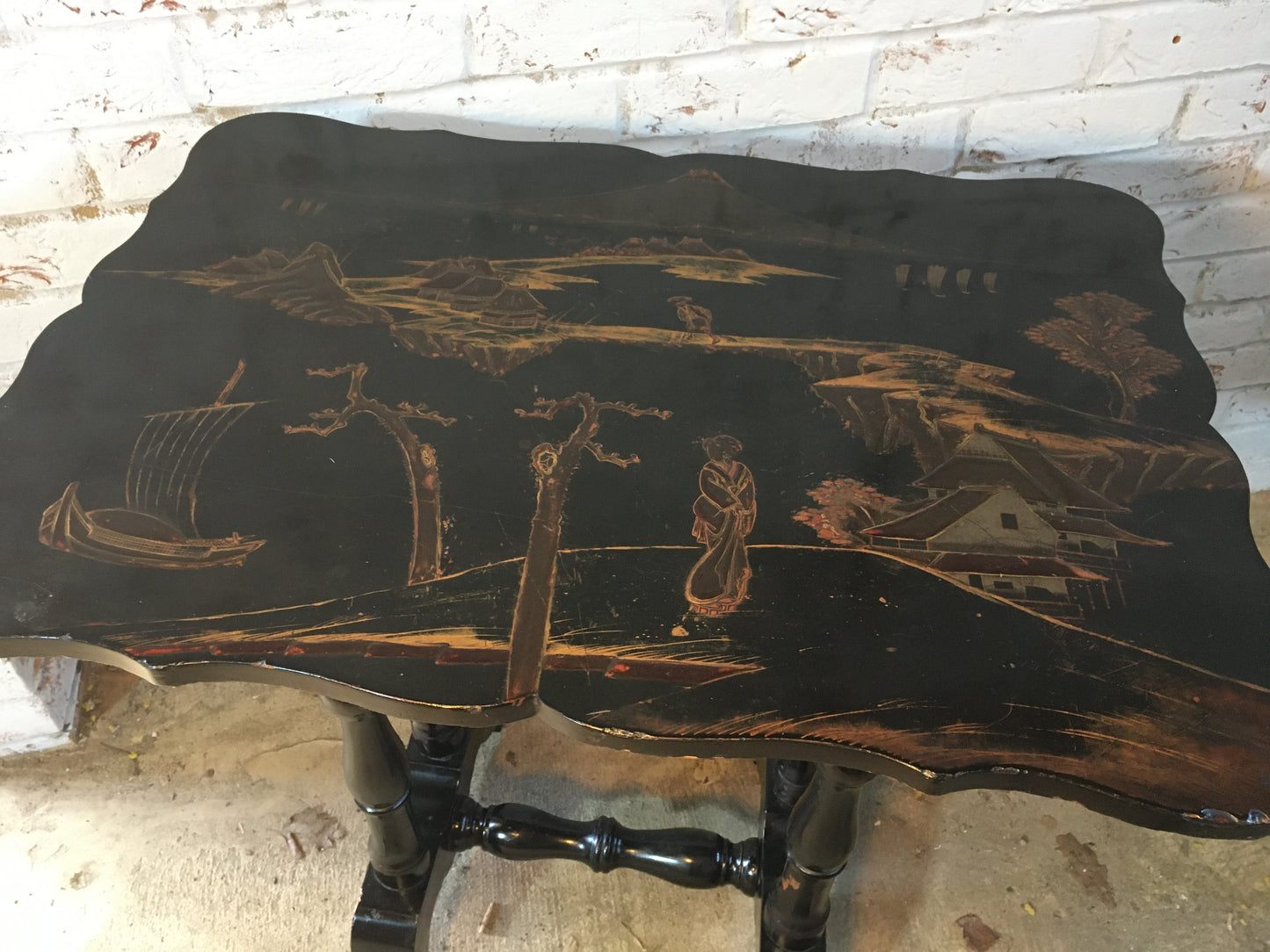 Late 19th century Japanese black lacquer table.