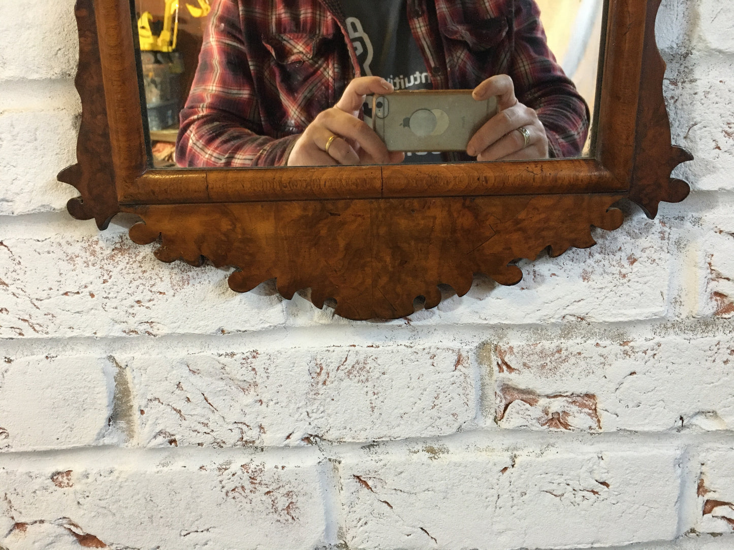 Georgian style walnut fret cut wall mirror.
